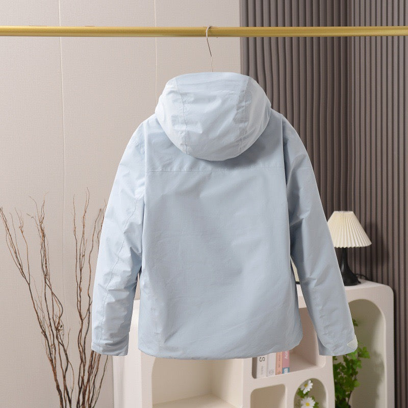 Unisex GORE-TEX Ski Down Jacket 750-Fill European Goose Down Waterproof Windproof Hooded Parka with Detachable Powder Skirt