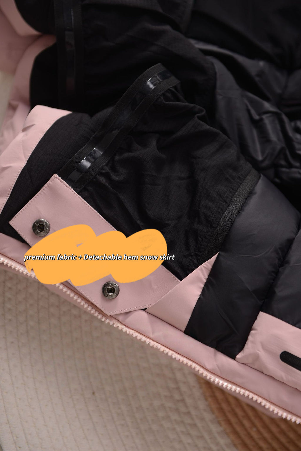 Unisex GORE-TEX Ski Down Jacket 750-Fill European Goose Down Waterproof Windproof Hooded Parka with Detachable Powder Skirt