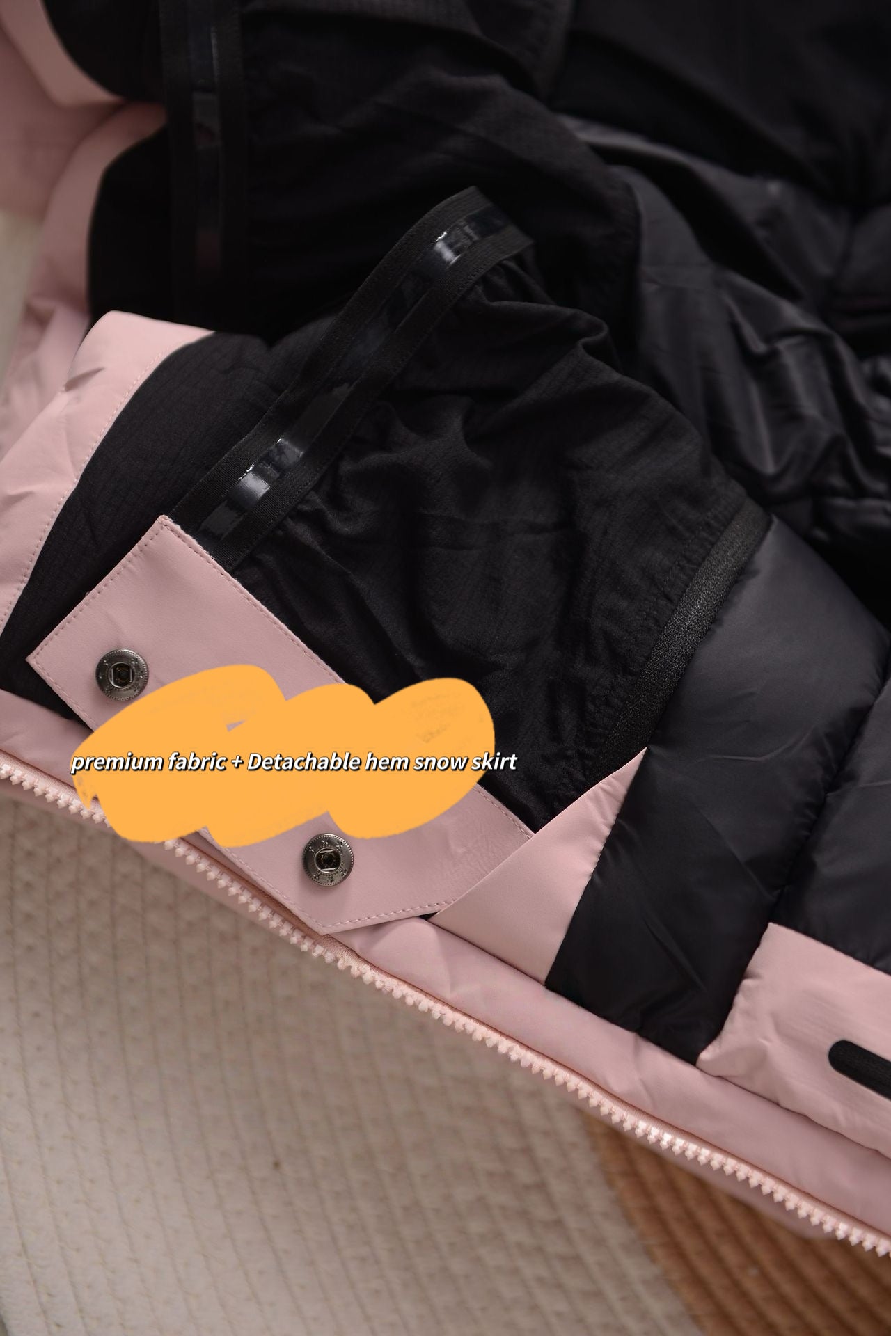 Unisex GORE-TEX Ski Down Jacket 750-Fill European Goose Down Waterproof Windproof Hooded Parka with Detachable Powder Skirt