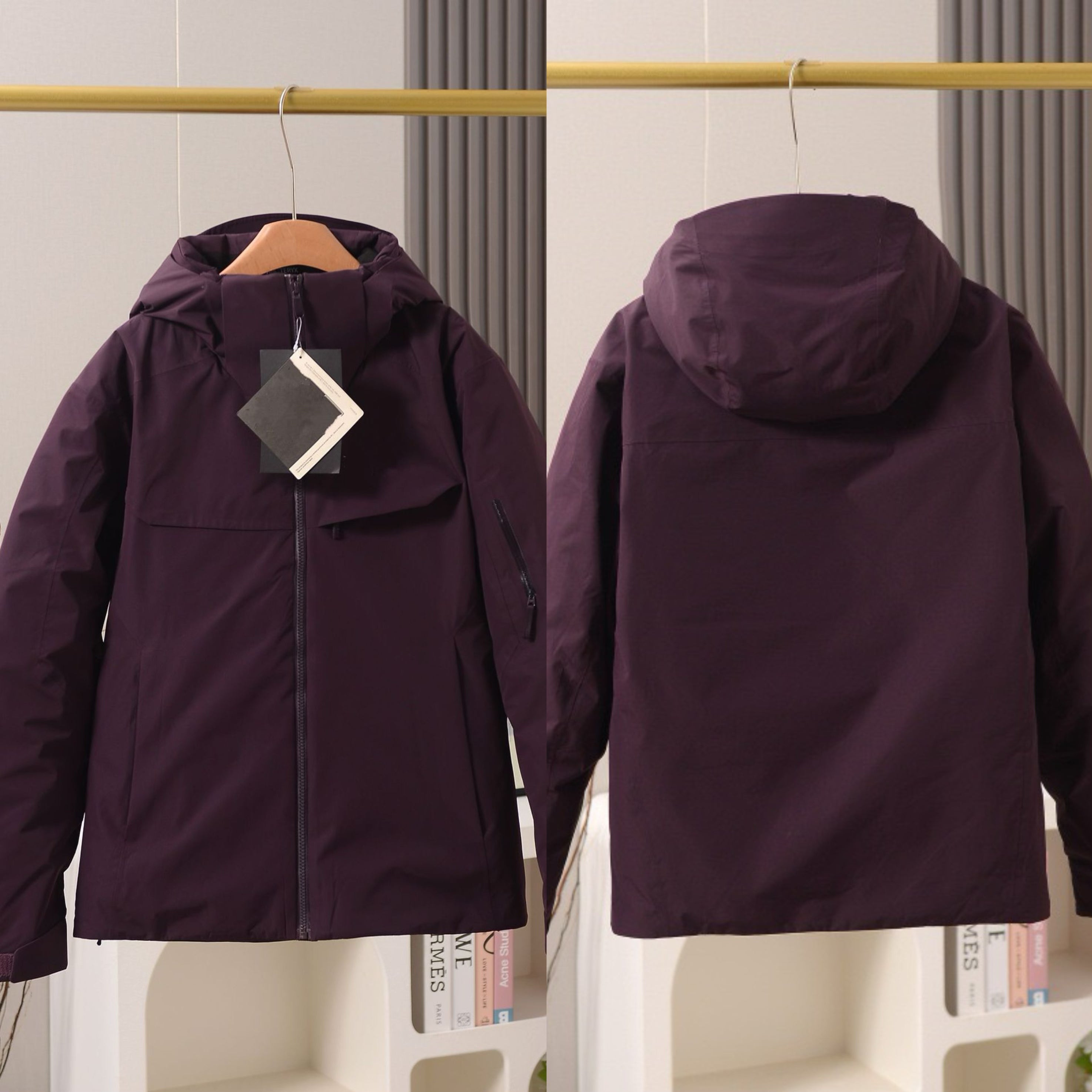 Unisex GORE-TEX Ski Down Jacket 750-Fill European Goose Down Waterproof Windproof Hooded Parka with Detachable Powder Skirt