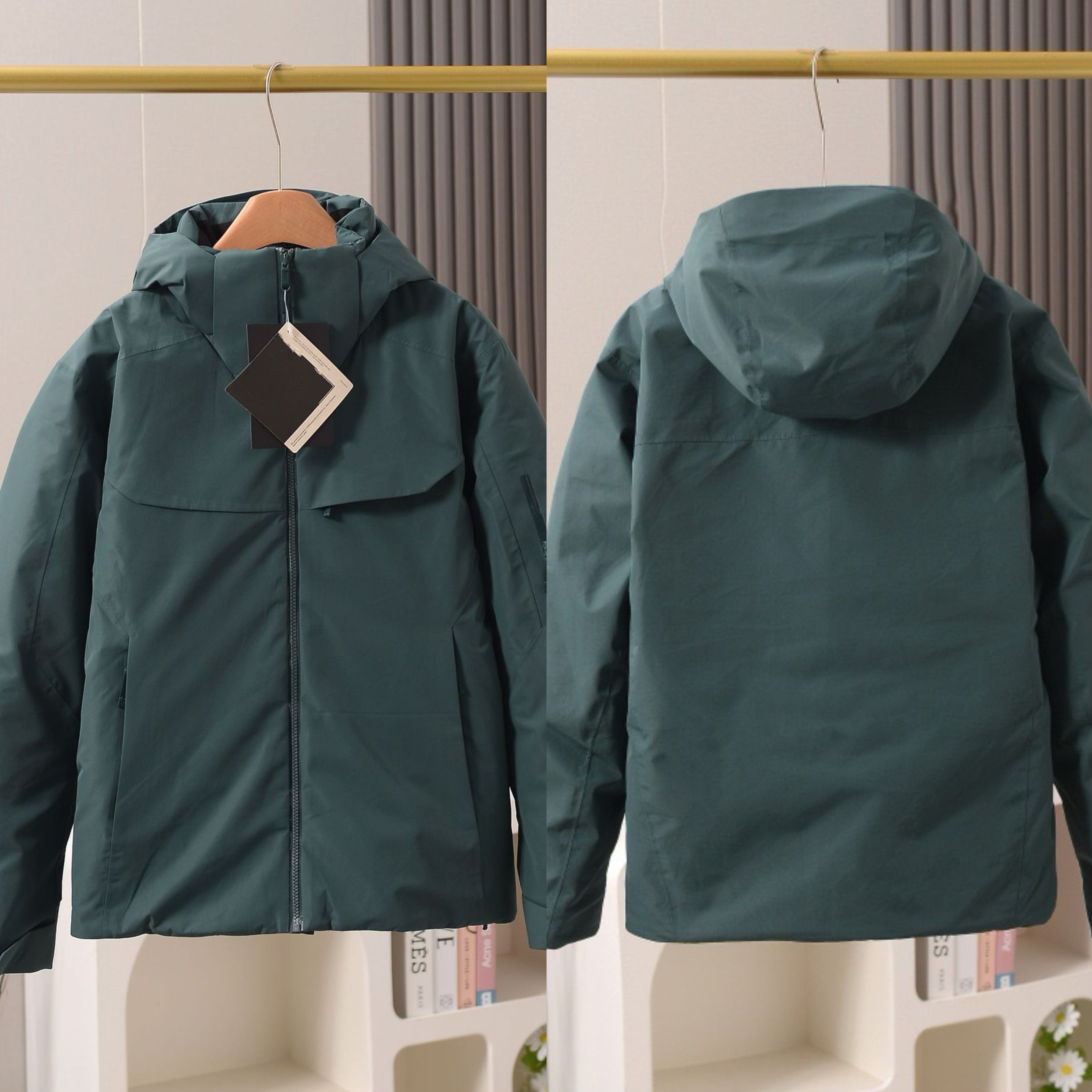 Unisex GORE-TEX Ski Down Jacket 750-Fill European Goose Down Waterproof Windproof Hooded Parka with Detachable Powder Skirt