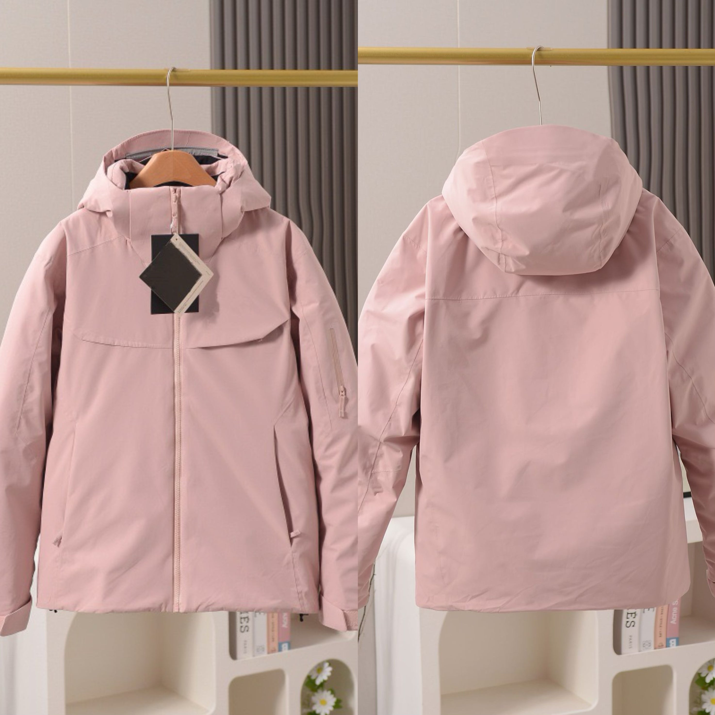 Unisex GORE-TEX Ski Down Jacket 750-Fill European Goose Down Waterproof Windproof Hooded Parka with Detachable Powder Skirt