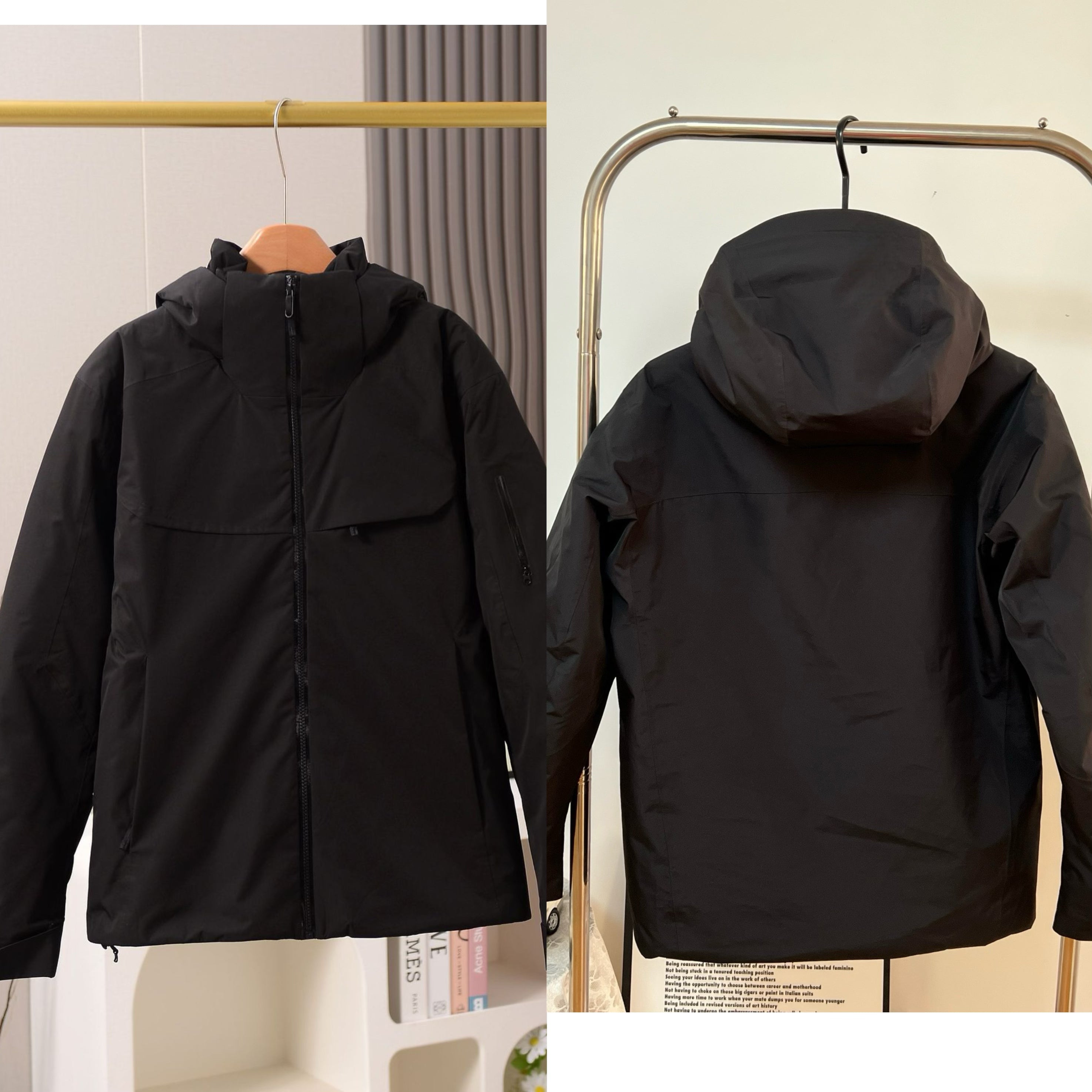 Unisex GORE-TEX Ski Down Jacket 750-Fill European Goose Down Waterproof Windproof Hooded Parka with Detachable Powder Skirt