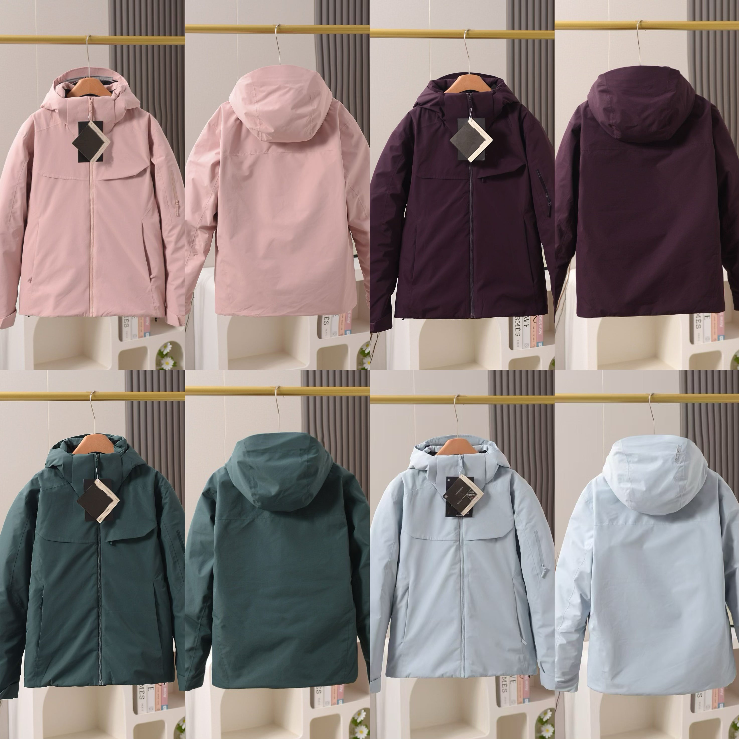 Unisex GORE-TEX Ski Down Jacket 750-Fill European Goose Down Waterproof Windproof Hooded Parka with Detachable Powder Skirt