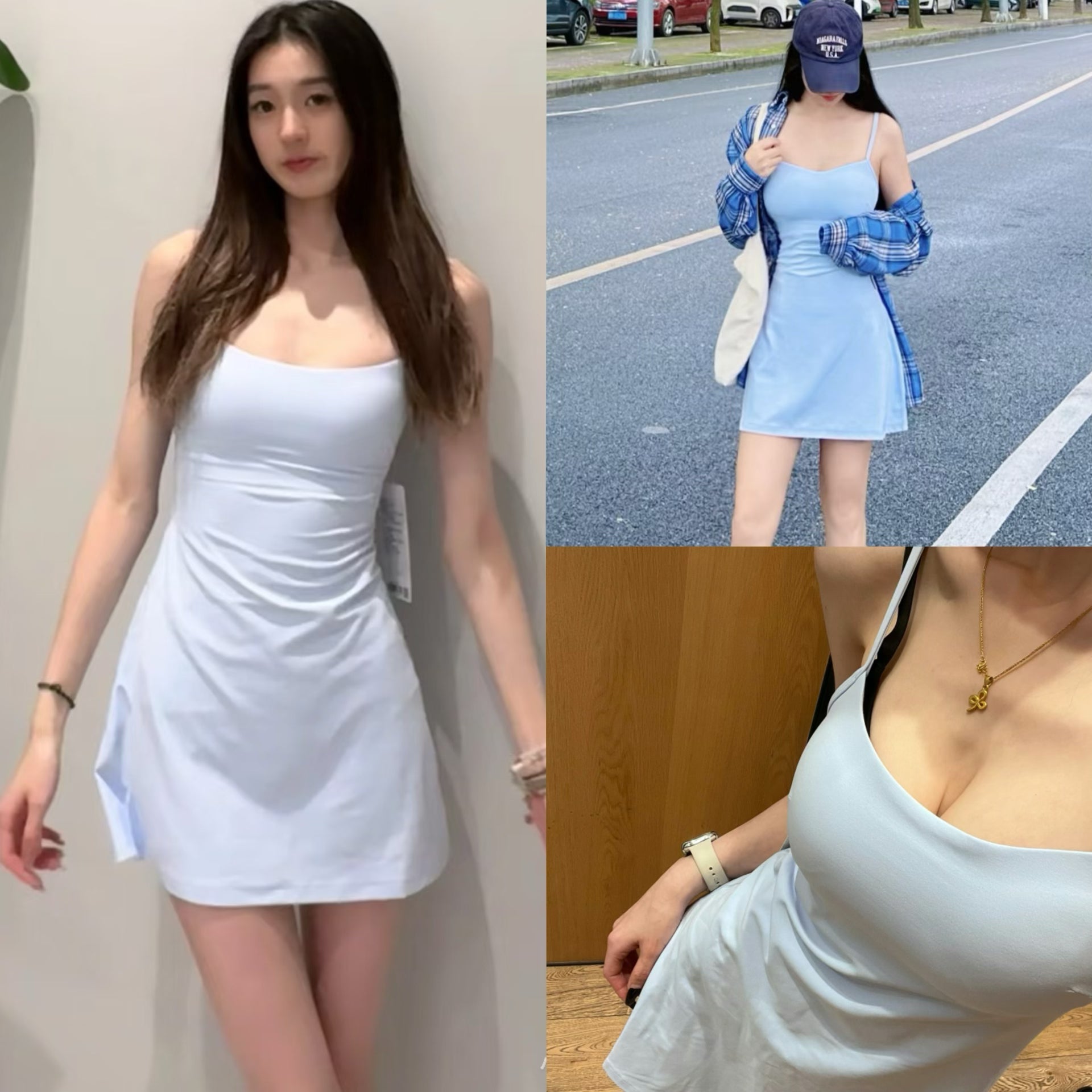 Aln Built-in Bra Active Mini Dress with Shorts & Pockets | Buttery Soft Nulu-Feel Tennis Dress Tummy Control Sculpting Athleisure Dress