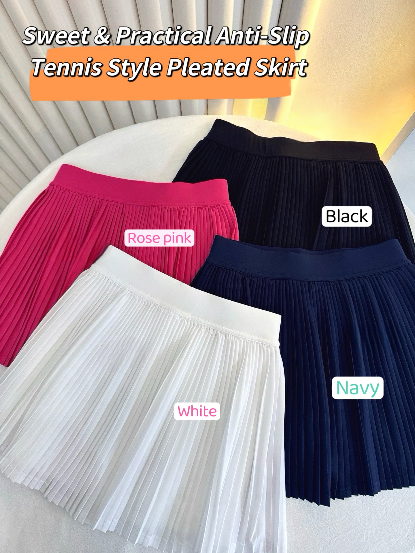 Practical Anti-slip Tennins Pleated Skirt Women Slimming Running Inner Lining Anti-Exposure Breathable Sports Yoga Fitness Pants Pleated Skirt activewear