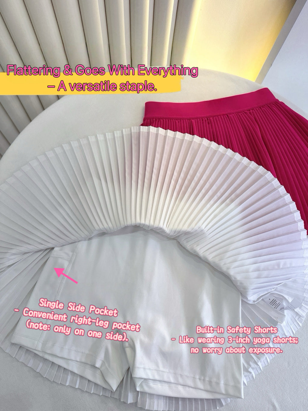 Practical Anti-slip Tennins Pleated Skirt Women Slimming Running Inner Lining Anti-Exposure Breathable Sports Yoga Fitness Pants Pleated Skirt activewear