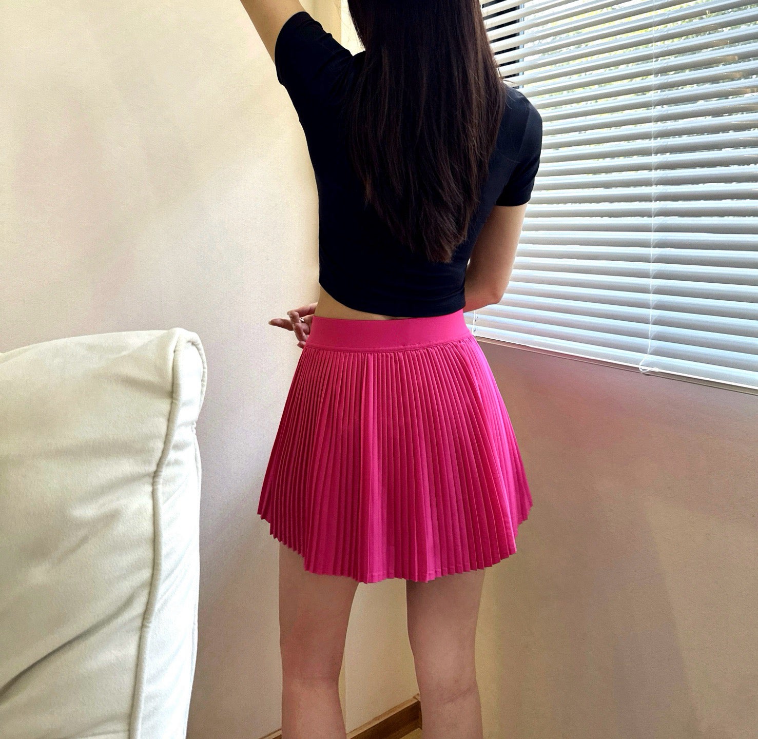 Practical Anti-slip Tennins Pleated Skirt Women Slimming Running Inner Lining Anti-Exposure Breathable Sports Yoga Fitness Pants Pleated Skirt activewear