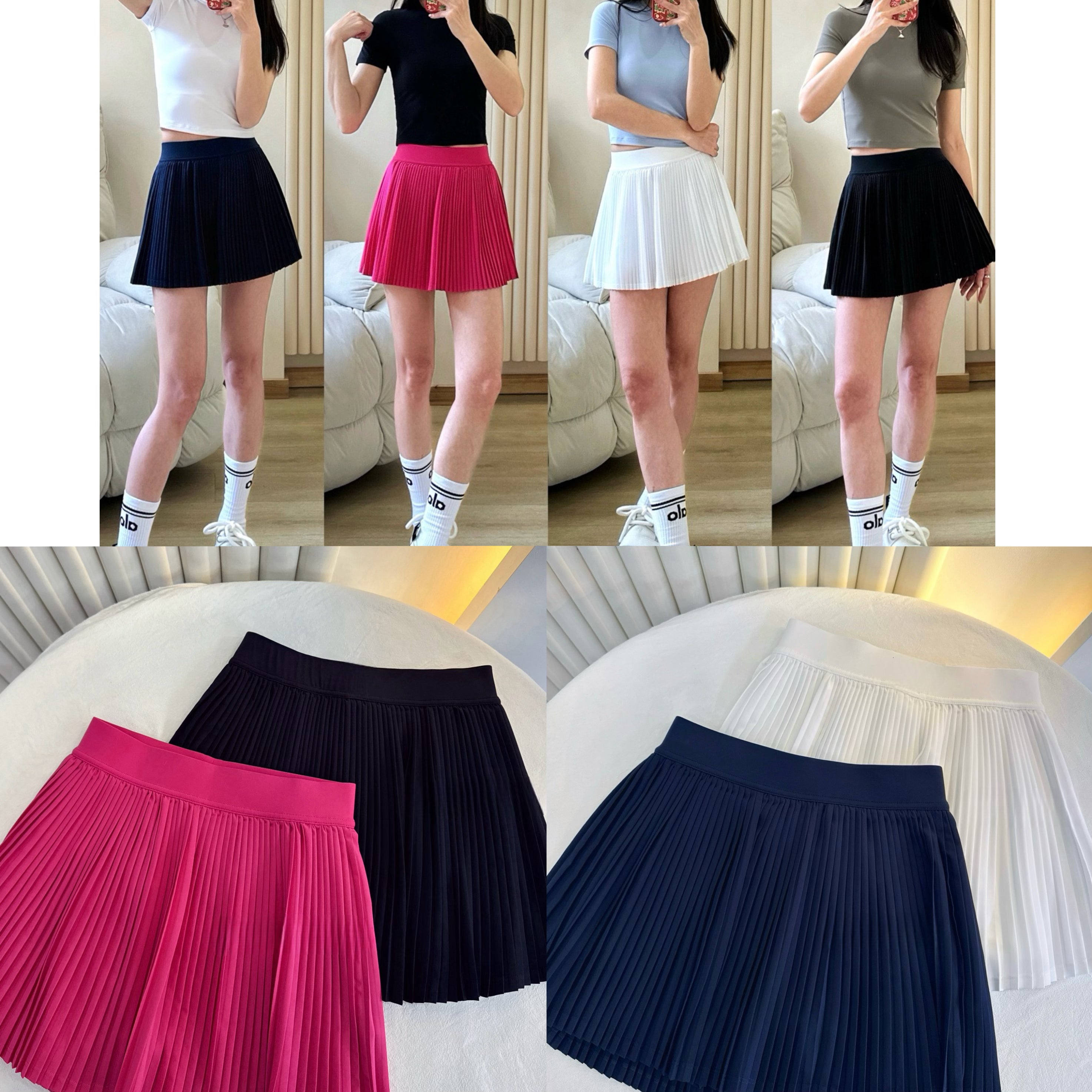 Practical Anti-slip Tennins Pleated Skirt Women Slimming Running Inner Lining Anti-Exposure Breathable Sports Yoga Fitness Pants Pleated Skirt activewear