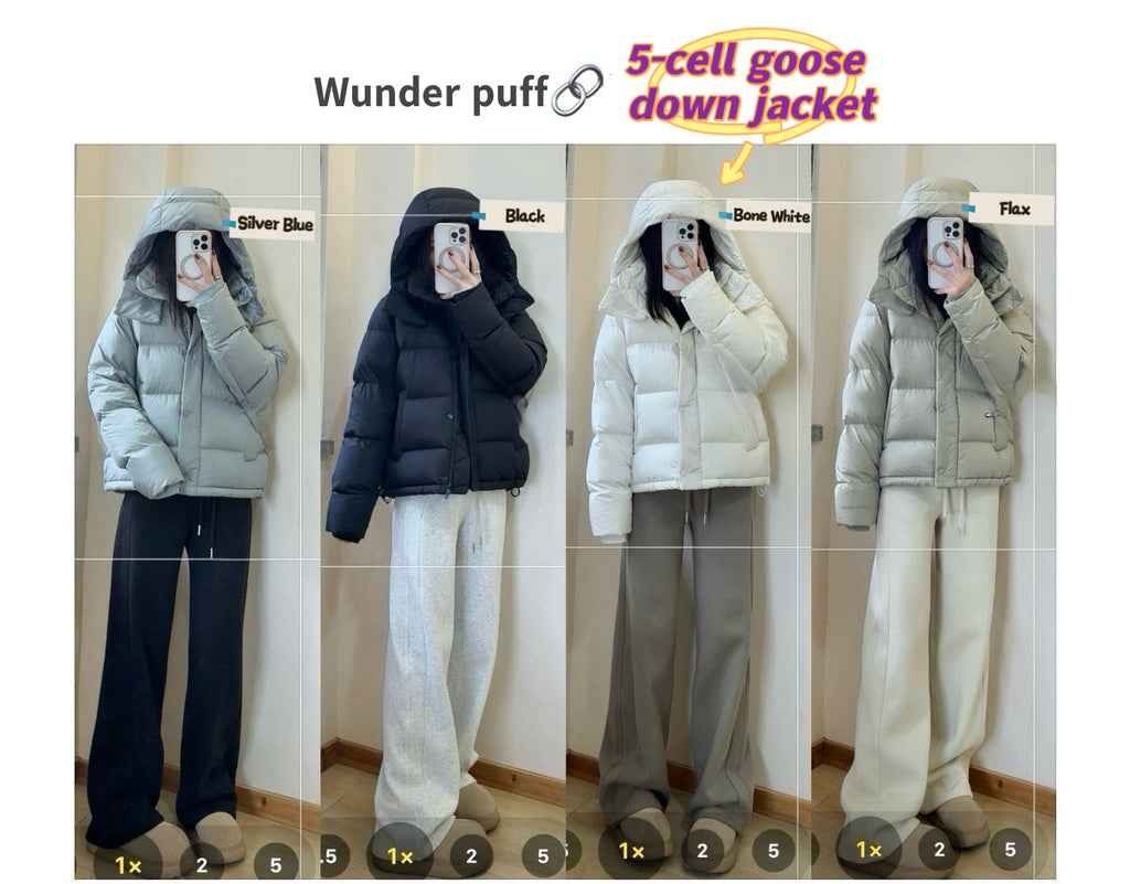 Wunder 5-Cell Women's Puffer Jacket 95% Premium White Goose Down Waist-Cinching Slimming Bread Jacket  Ultra-Warm Winter Coat 2025