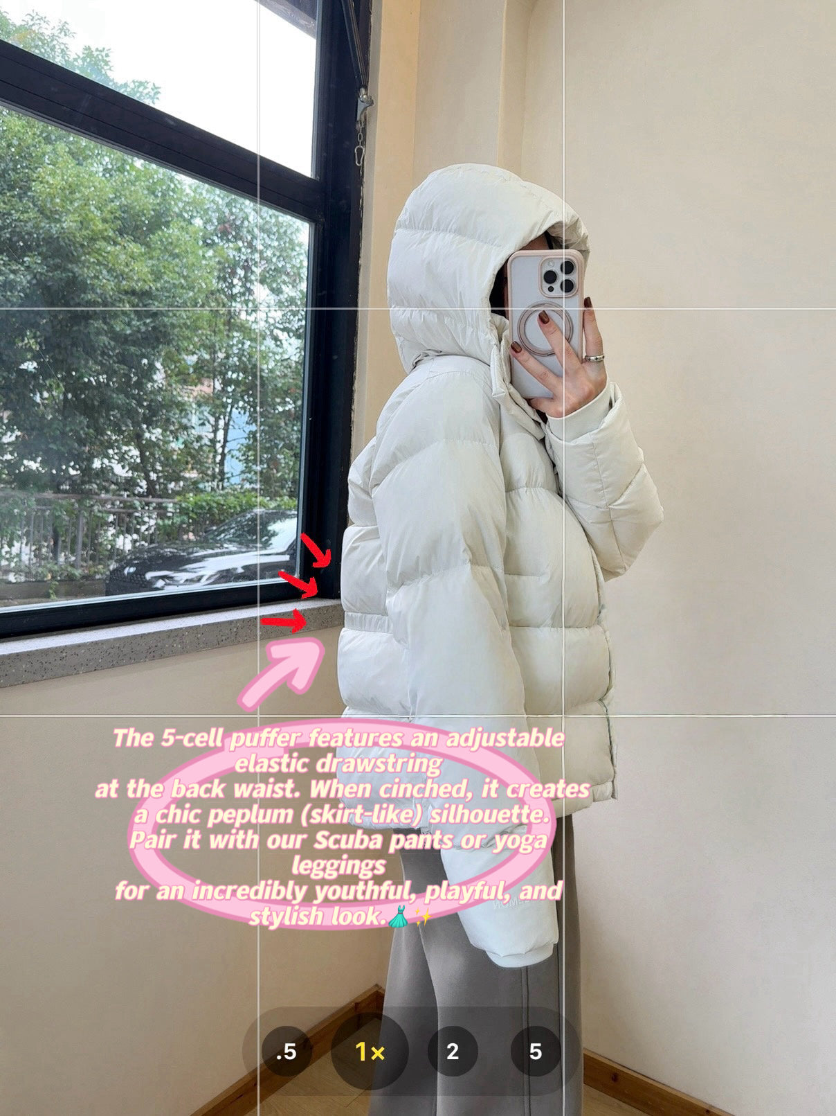 Wunder 5-Cell Women's Puffer Jacket 95% Premium White Goose Down Waist-Cinching Slimming Bread Jacket  Ultra-Warm Winter Coat 2025
