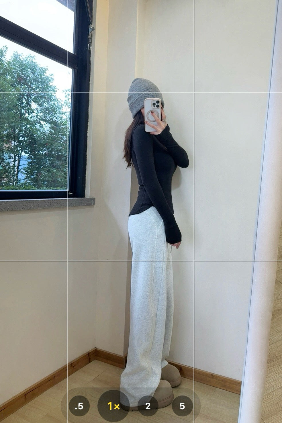Scub Fleece-Lined High-Waisted Drawstring Wide-Leg Pants Warm Casual Versatile Slimming Autumn Winter Floor-Length Sweatpants 1266