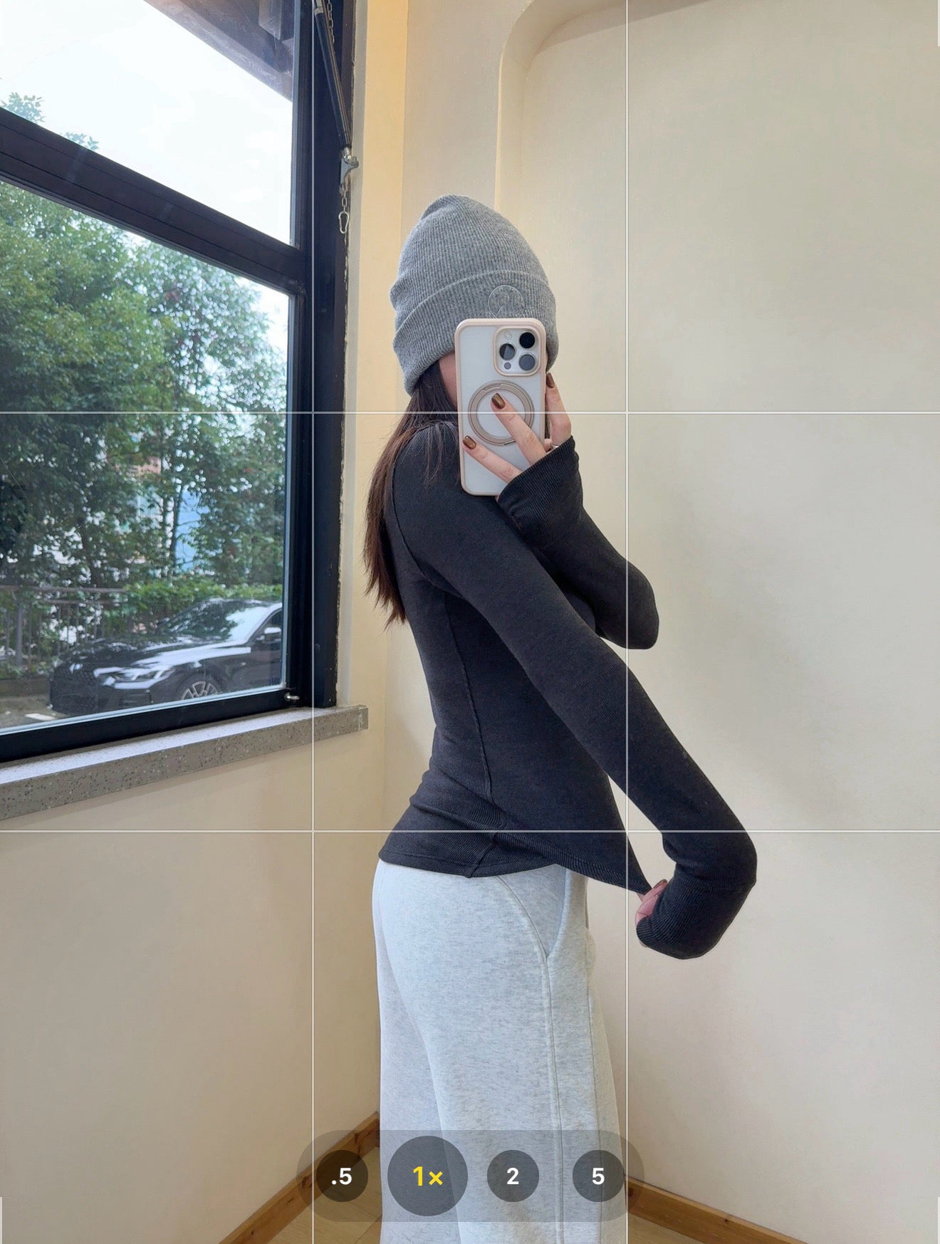 Scub Fleece-Lined High-Waisted Drawstring Wide-Leg Pants Warm Casual Versatile Slimming Autumn Winter Floor-Length Sweatpants 1266