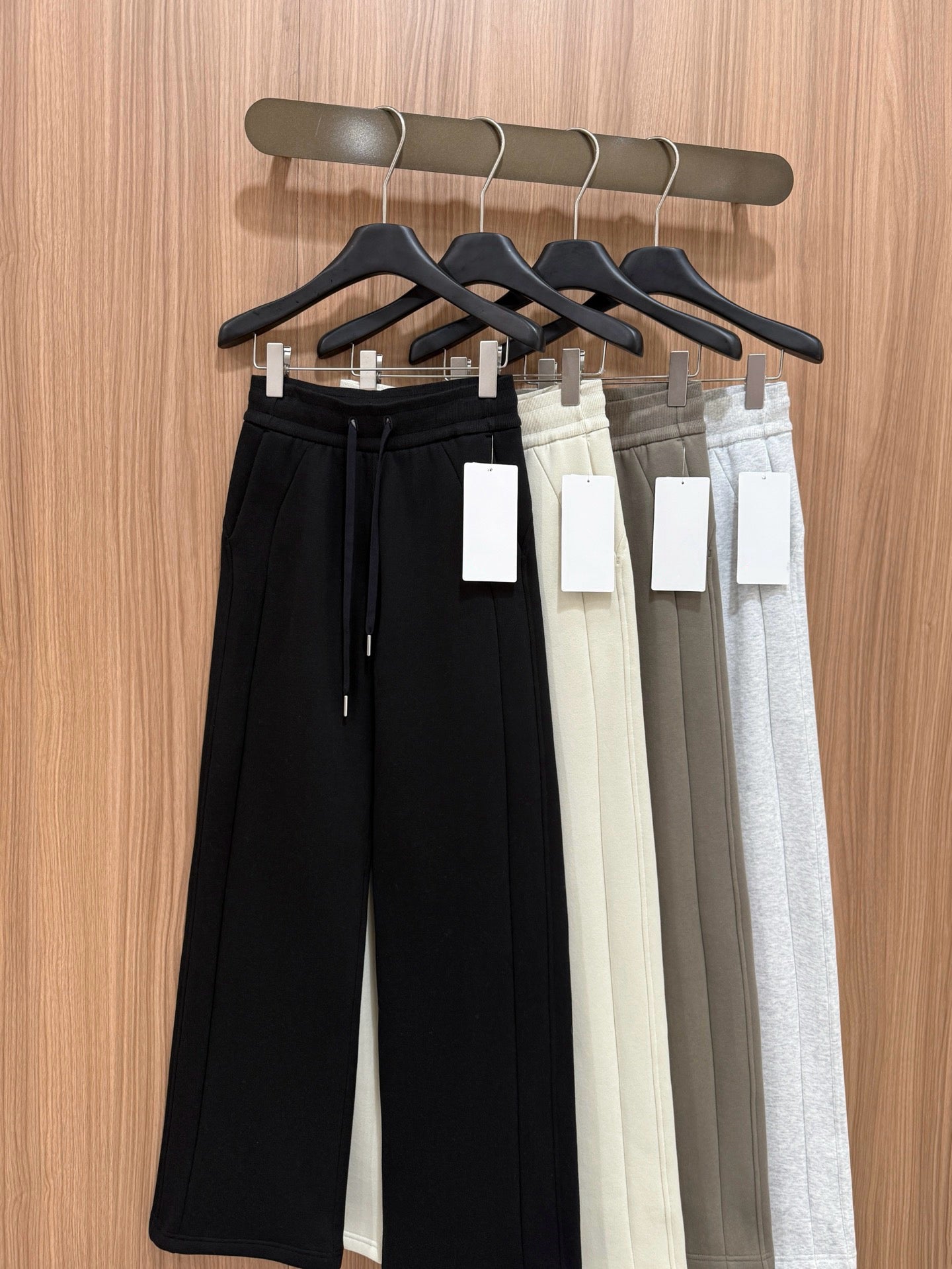 Scub Fleece-Lined High-Waisted Drawstring Wide-Leg Pants Warm Casual Versatile Slimming Autumn Winter Floor-Length Sweatpants 1266