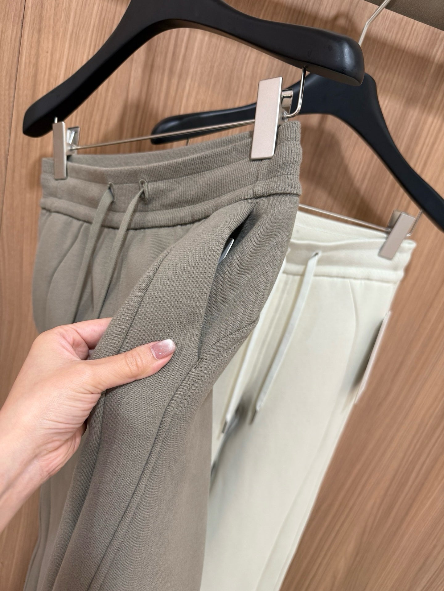 Scub Fleece-Lined High-Waisted Drawstring Wide-Leg Pants Warm Casual Versatile Slimming Autumn Winter Floor-Length Sweatpants 1266