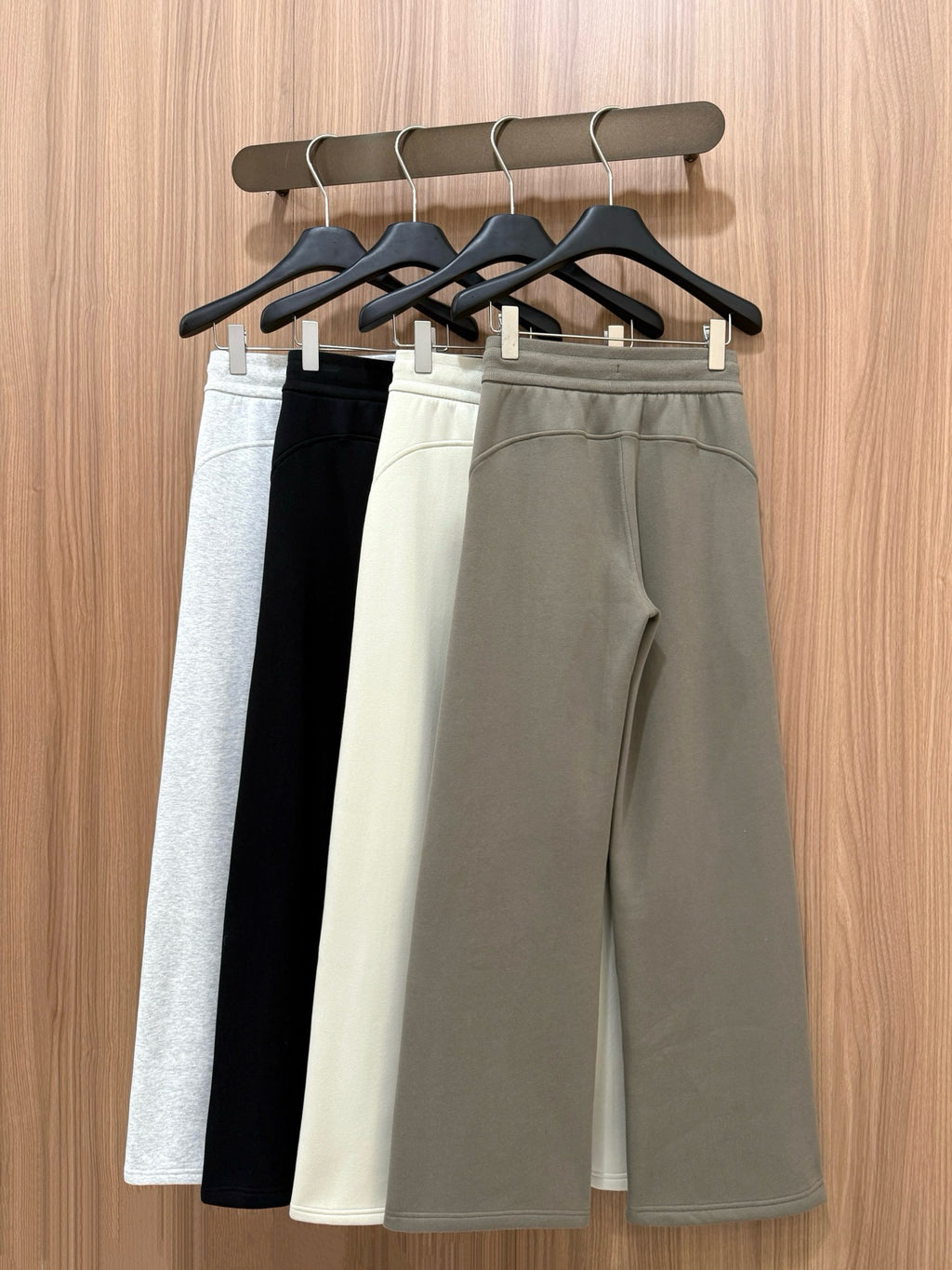 Scub Fleece-Lined High-Waisted Drawstring Wide-Leg Pants Warm Casual Versatile Slimming Autumn Winter Floor-Length Sweatpants 1266