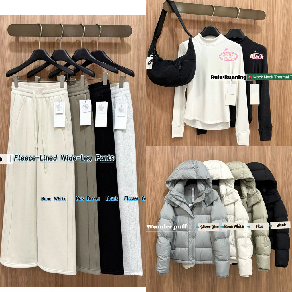 Scub Fleece-Lined High-Waisted Drawstring Wide-Leg Pants Warm Casual Versatile Slimming Autumn Winter Floor-Length Sweatpants 1266