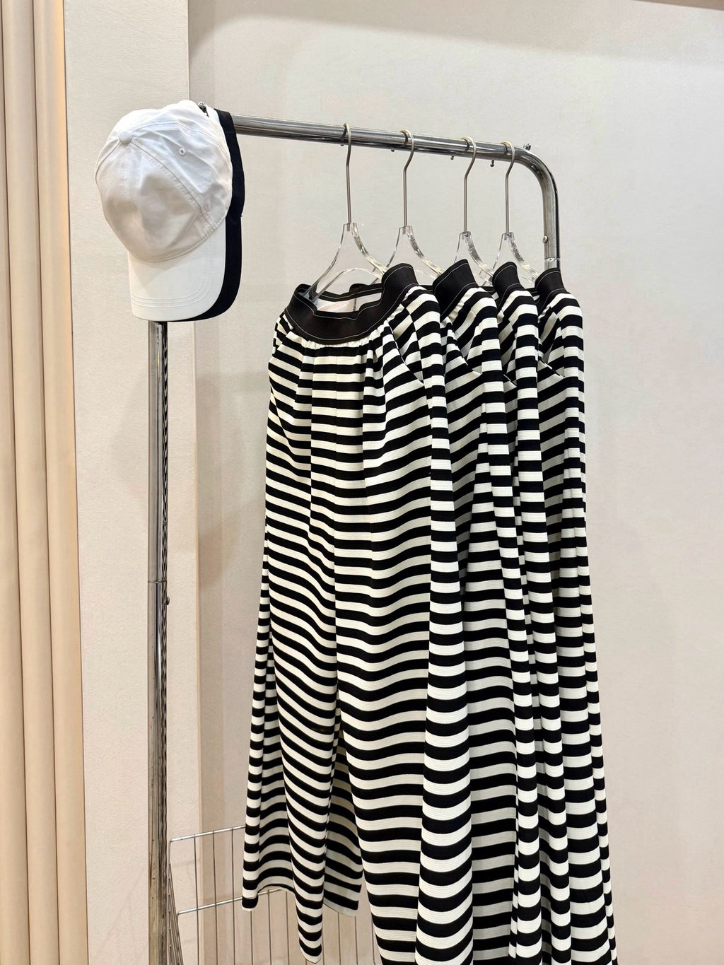 Yogo Effortless Chic Style Striped Wide-Leg Pants Draped Straight Knitted Slimming Versatile Elastic Waistband Casual Wide-Leg Pants