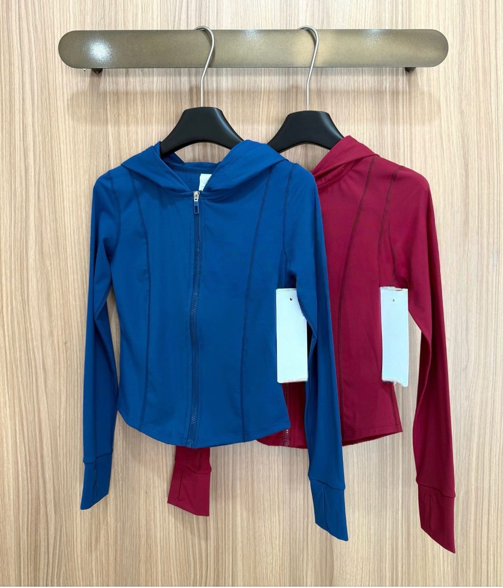 Yoga Sports Hooded Jacket Activewear Women Sun Protection Slim Fit Zipper Quick Dry Breathable Running Casual Fitness Clothing