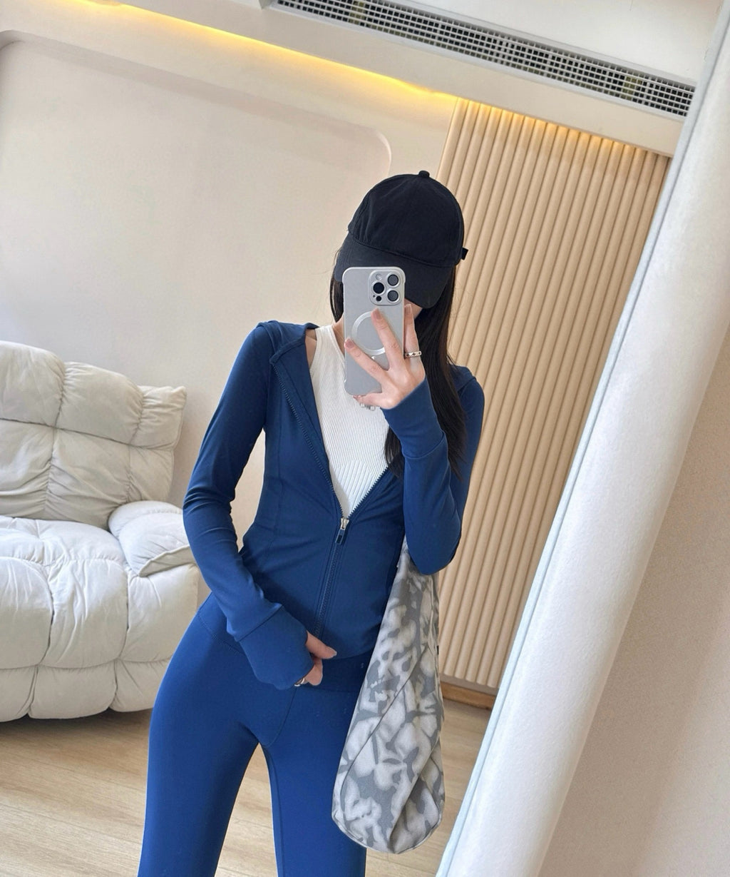 Yoga Sports Hooded Jacket Activewear Women Sun Protection Slim Fit Zipper Quick Dry Breathable Running Casual Fitness Clothing
