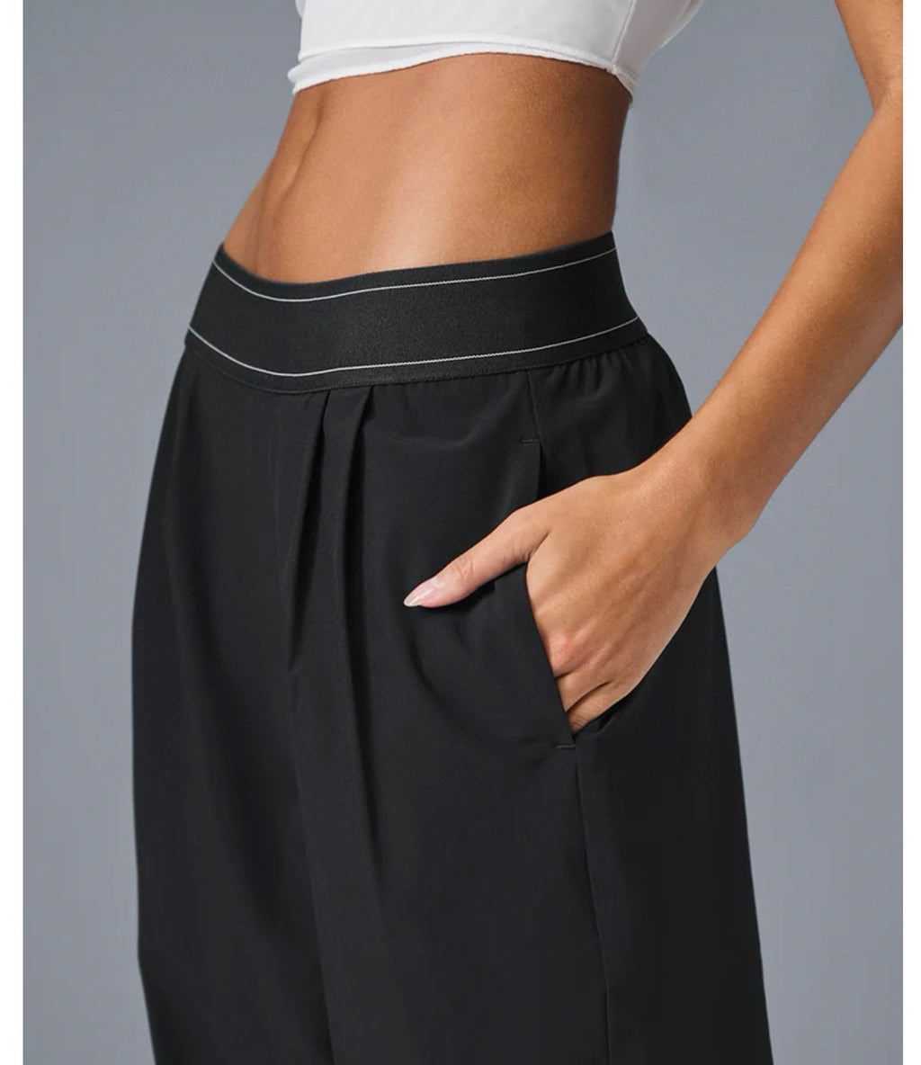 Suit up High Waist Suit Pants Women Elastic Waistband Casual Versatile Wide Leg Draped Slimming Loose Long Pants Upgraded Effortless Chic High-Drape Slimming Trousers for Tall Look Breathable Summer Pants