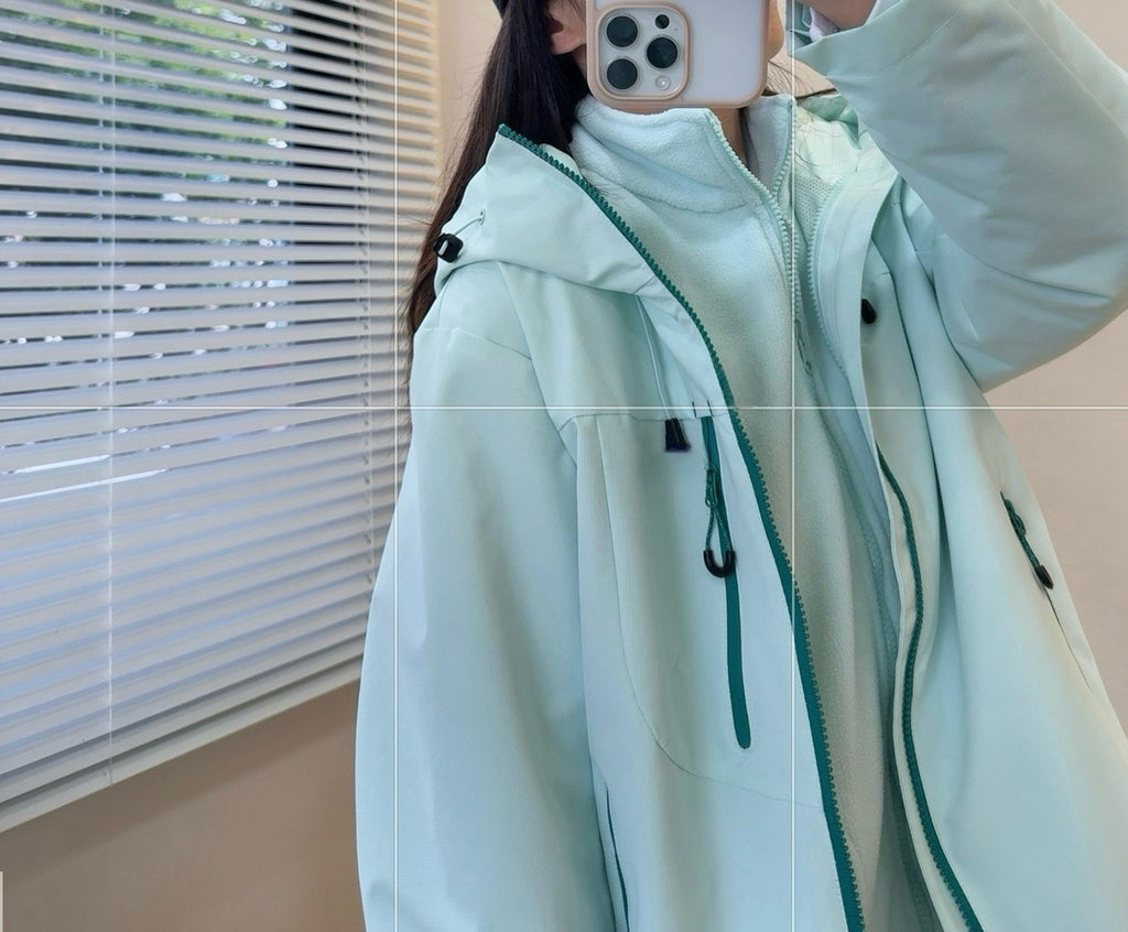 3-in-1 Waterproof Outdoor Shell Jacket with Detachable Grid Fleece Inner – Ultra-Light Thermal Windbreaker for Hiking & Daily Wear Unisex 7 Colors