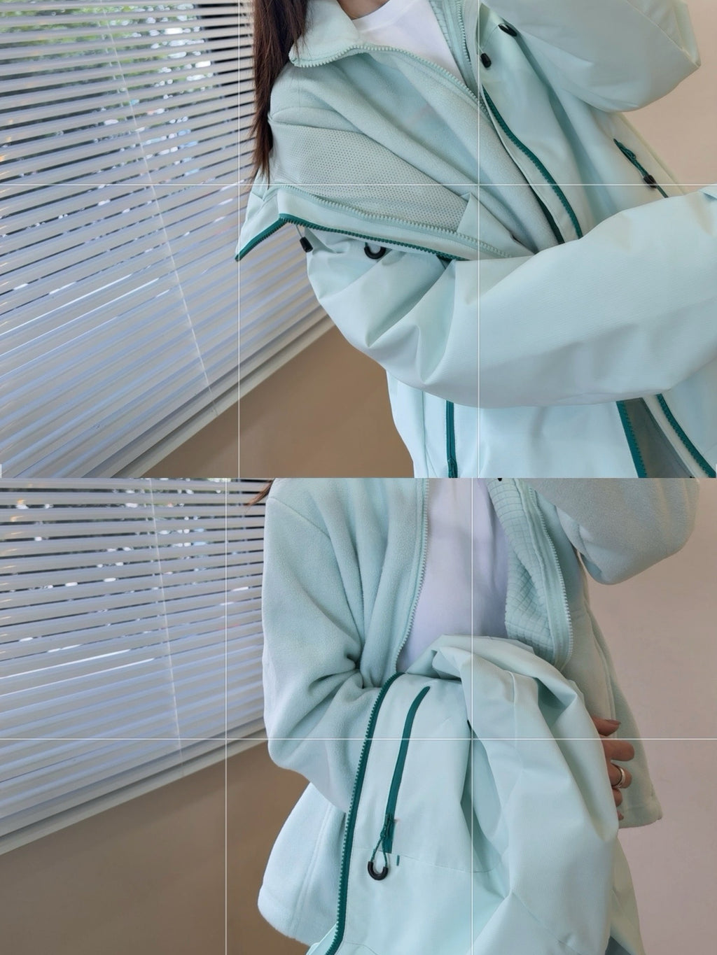 3-in-1 Waterproof Outdoor Shell Jacket with Detachable Grid Fleece Inner – Ultra-Light Thermal Windbreaker for Hiking & Daily Wear Unisex 7 Colors