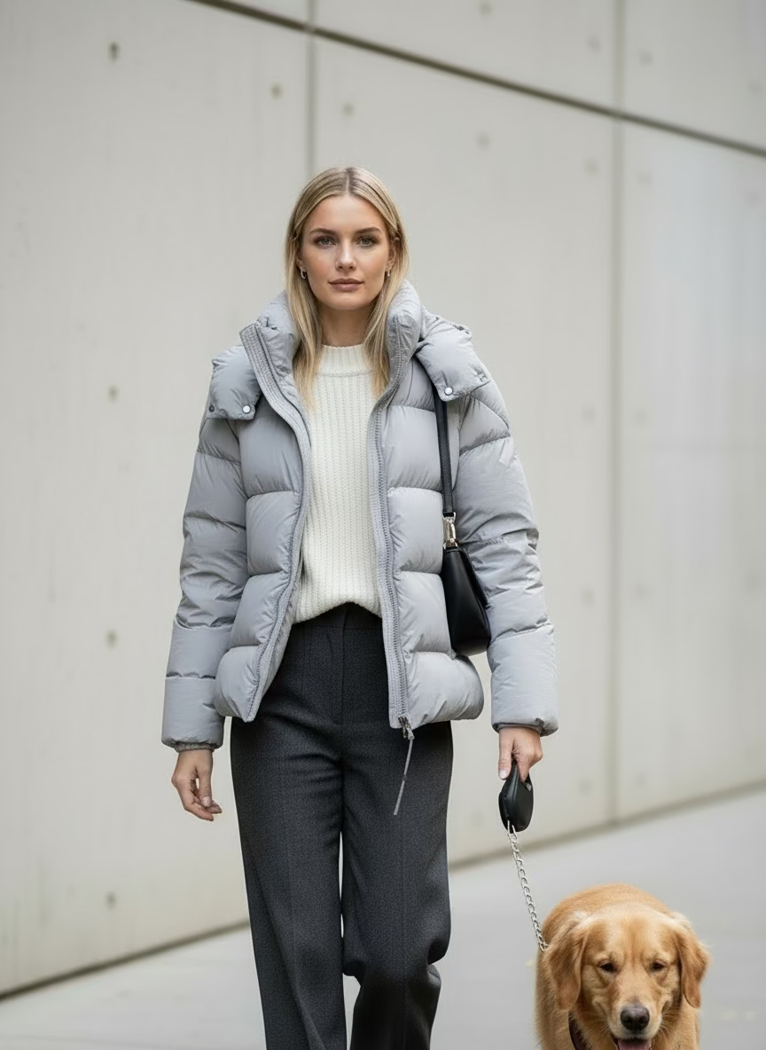 White Duck Down Hooded Jacket Puffy Fluffy Woman Cloud-like Soft Warm Unisex Man Pocket Hood Black 850FP Model2306