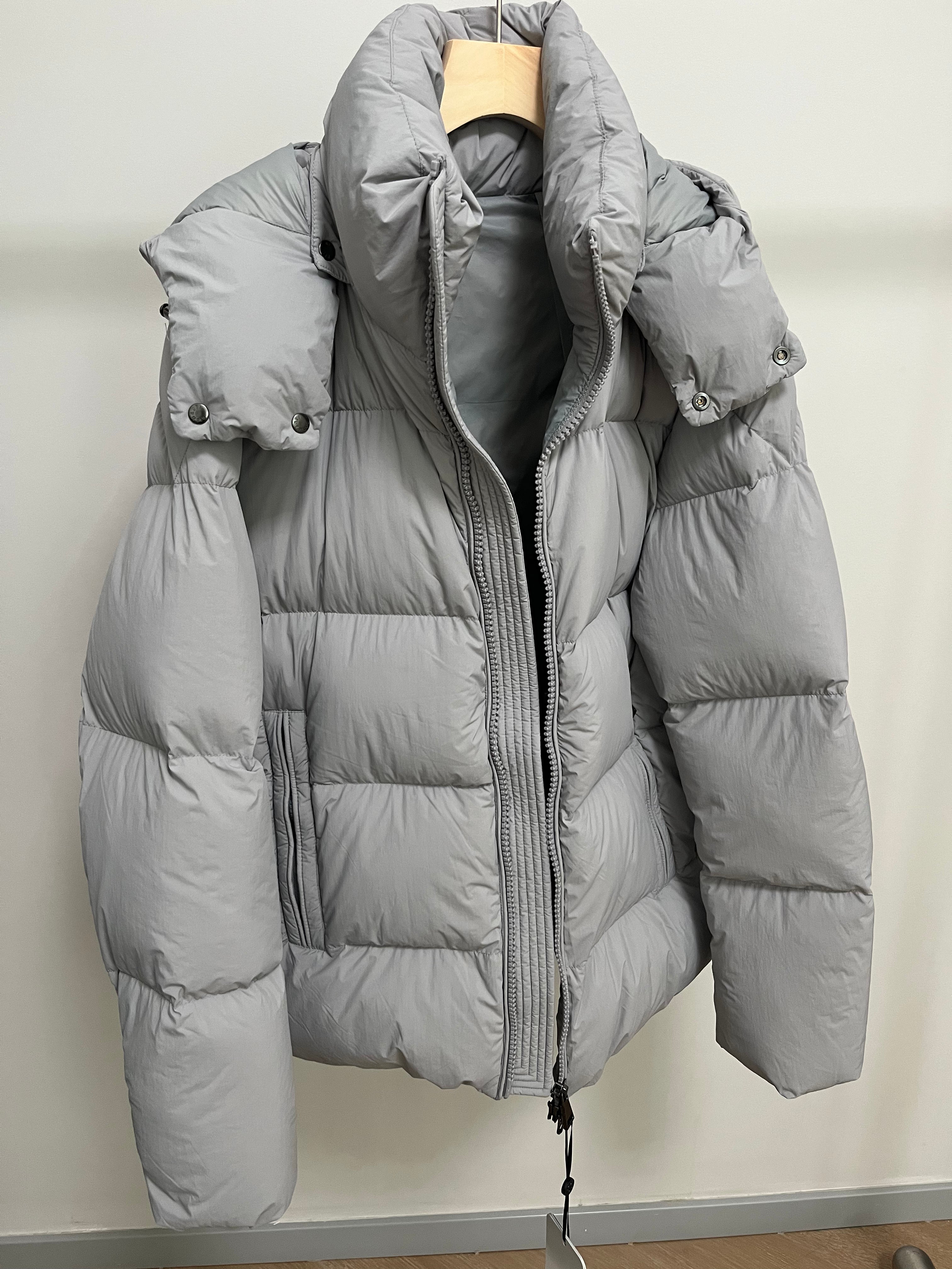 White Duck Down Hooded Jacket Puffy Fluffy Unisex Cloud-like Soft Warm Unisex Man Pocket Hood Black 850FP model 2306