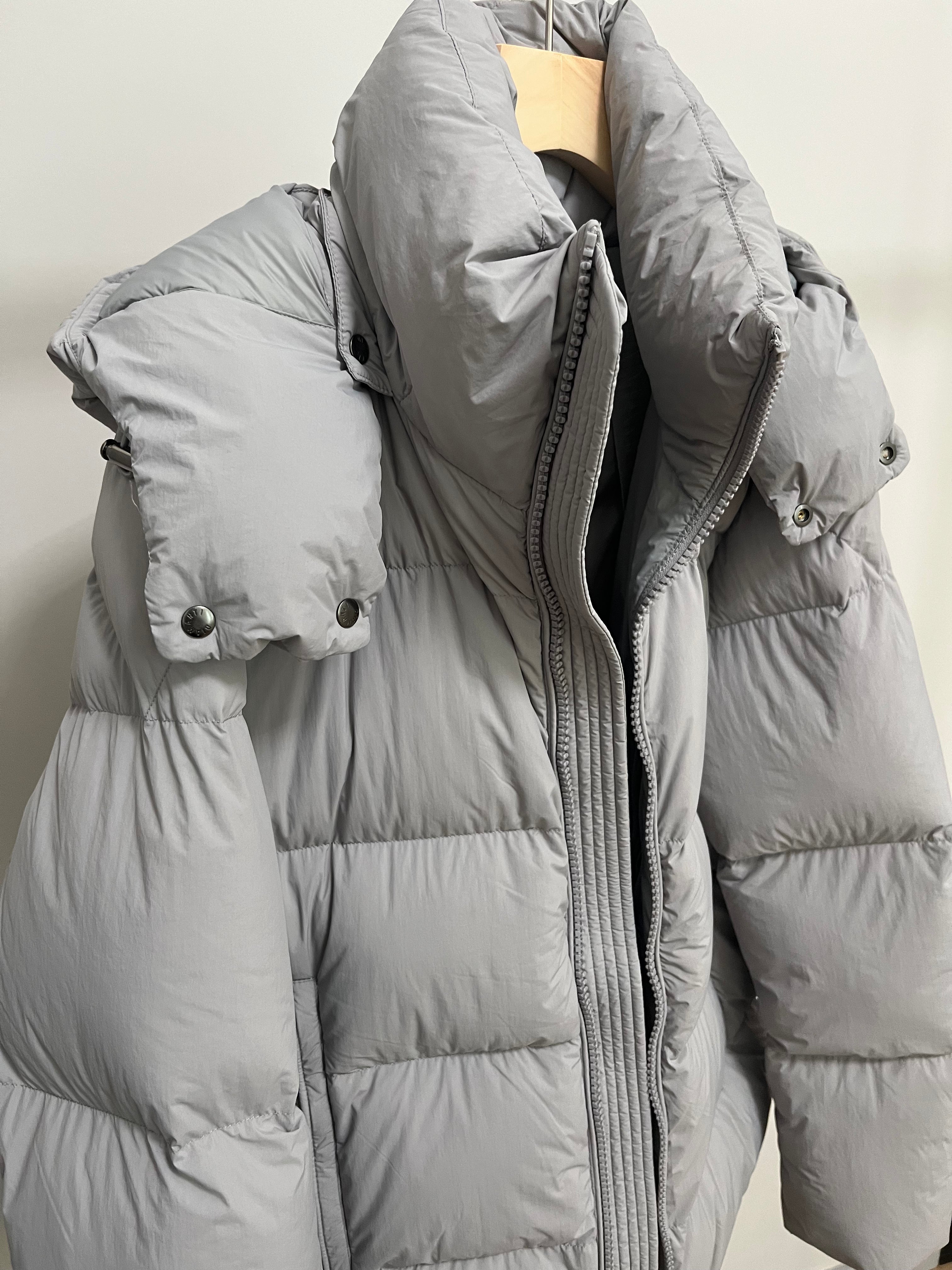 White Duck Down Hooded Jacket Puffy Fluffy Woman Cloud-like Soft Warm Unisex Man Pocket Hood Black 850FP Model2306