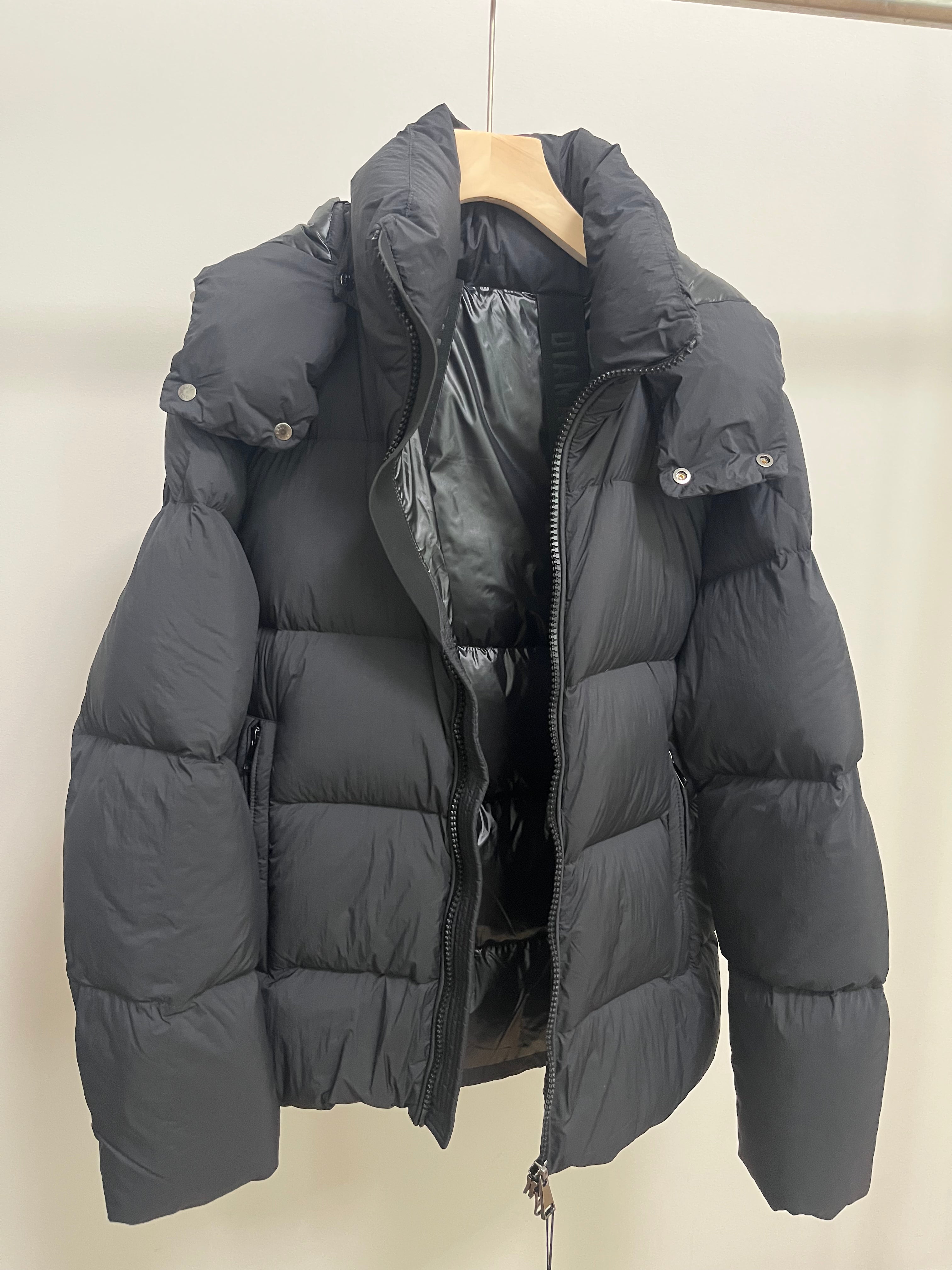 White Duck Down Hooded Jacket Puffy Fluffy Woman Cloud-like Soft Warm Unisex Man Pocket Hood Black 850FP Model2306