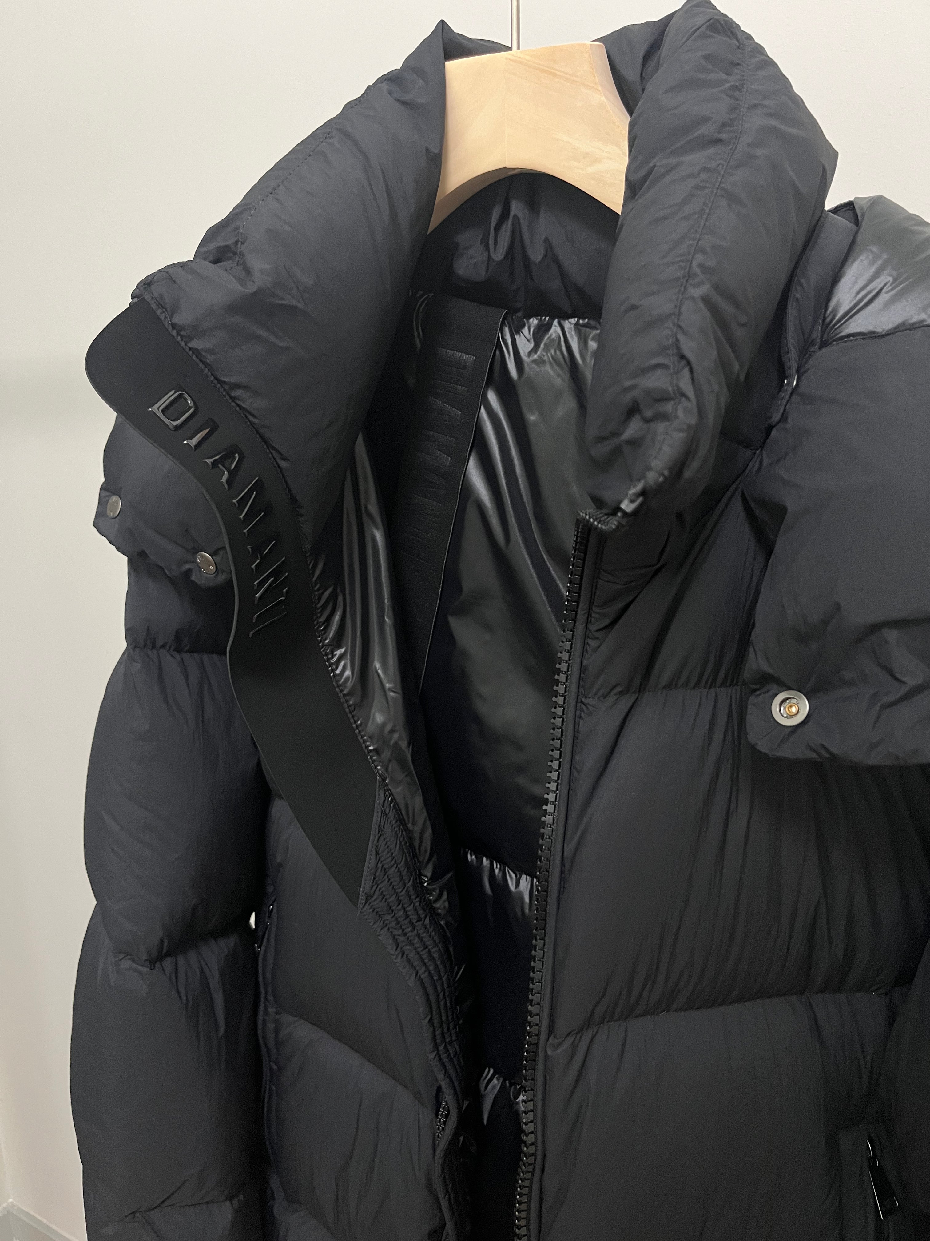 White Duck Down Hooded Jacket Puffy Fluffy Woman Cloud-like Soft Warm Unisex Man Pocket Hood Black 850FP Model2306