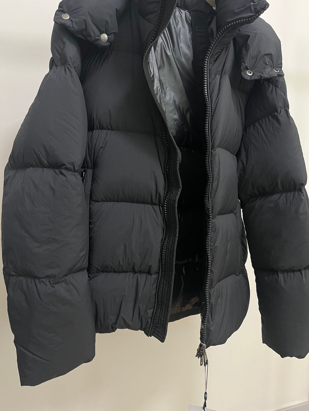 White Duck Down Hooded Jacket Puffy Fluffy Woman Cloud-like Soft Warm Unisex Man Pocket Hood Black 850FP Model2306