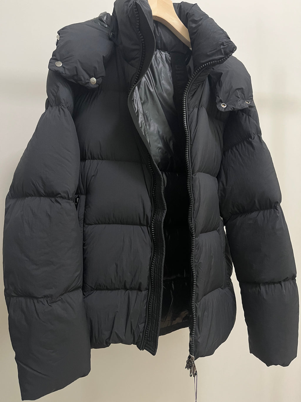 White Duck Down Hooded Jacket Puffy Fluffy Woman Cloud-like Soft Warm Unisex Man Pocket Hood Black 850FP Model2306