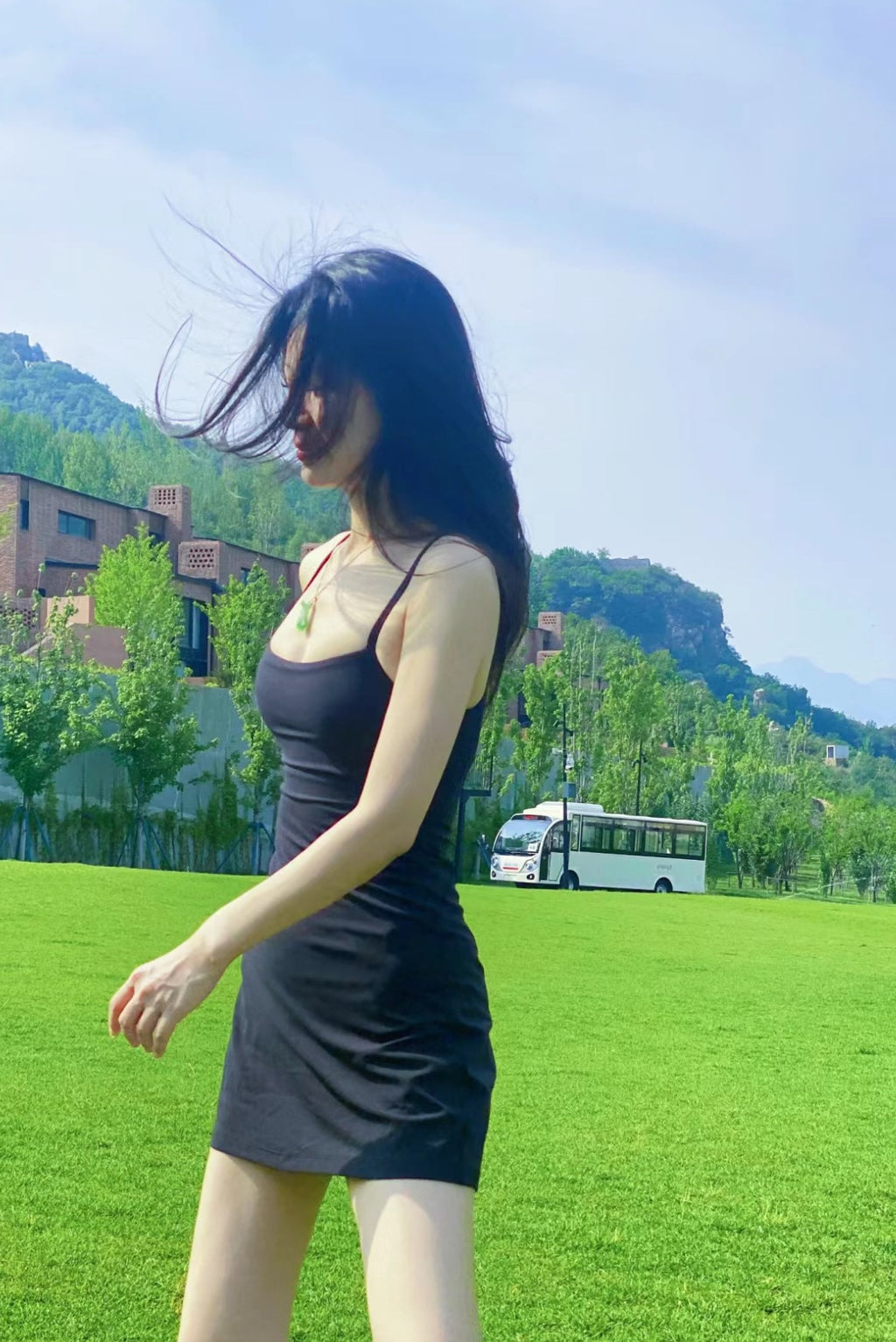 Aln Built-in Bra Active Mini Dress with Shorts & Pockets | Buttery Soft Nulu-Feel Tennis Dress Tummy Control Sculpting Athleisure Dress