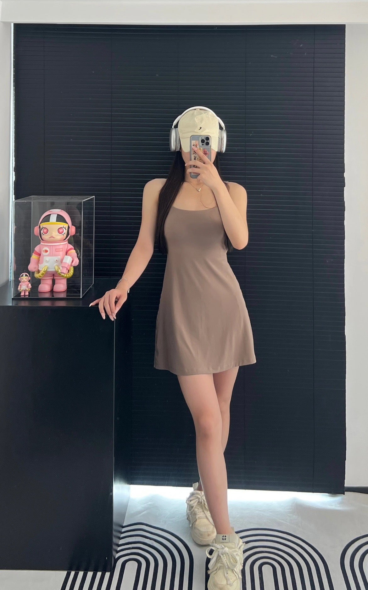 Aln Built-in Bra Active Mini Dress with Shorts & Pockets | Buttery Soft Nulu-Feel Tennis Dress Tummy Control Sculpting Athleisure Dress