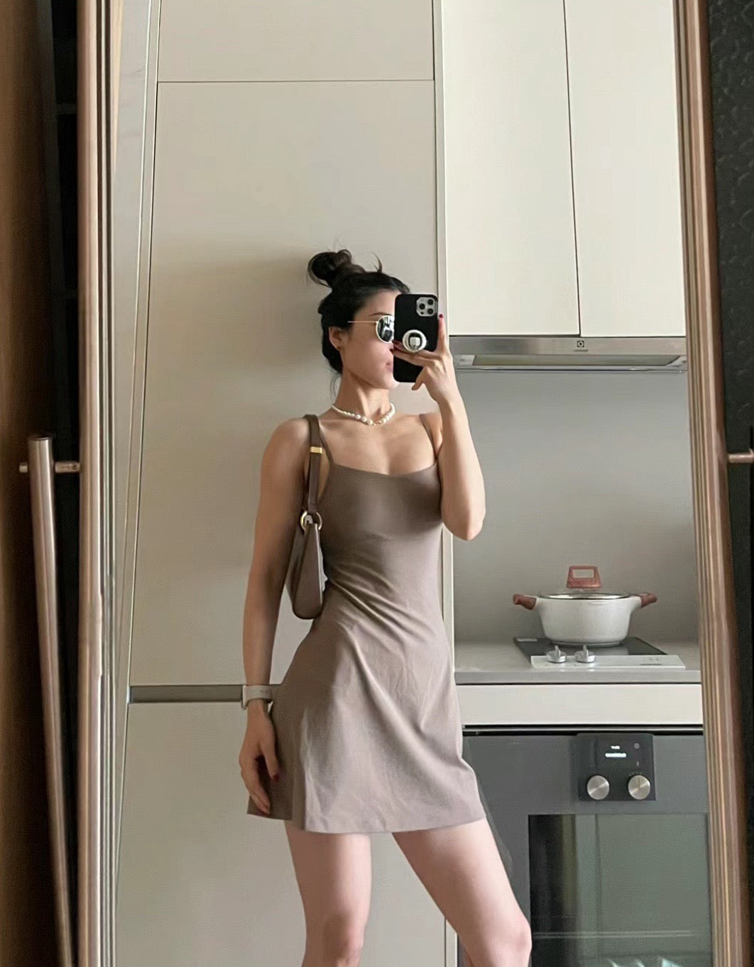 Aln Built-in Bra Active Mini Dress with Shorts & Pockets | Buttery Soft Nulu-Feel Tennis Dress Tummy Control Sculpting Athleisure Dress