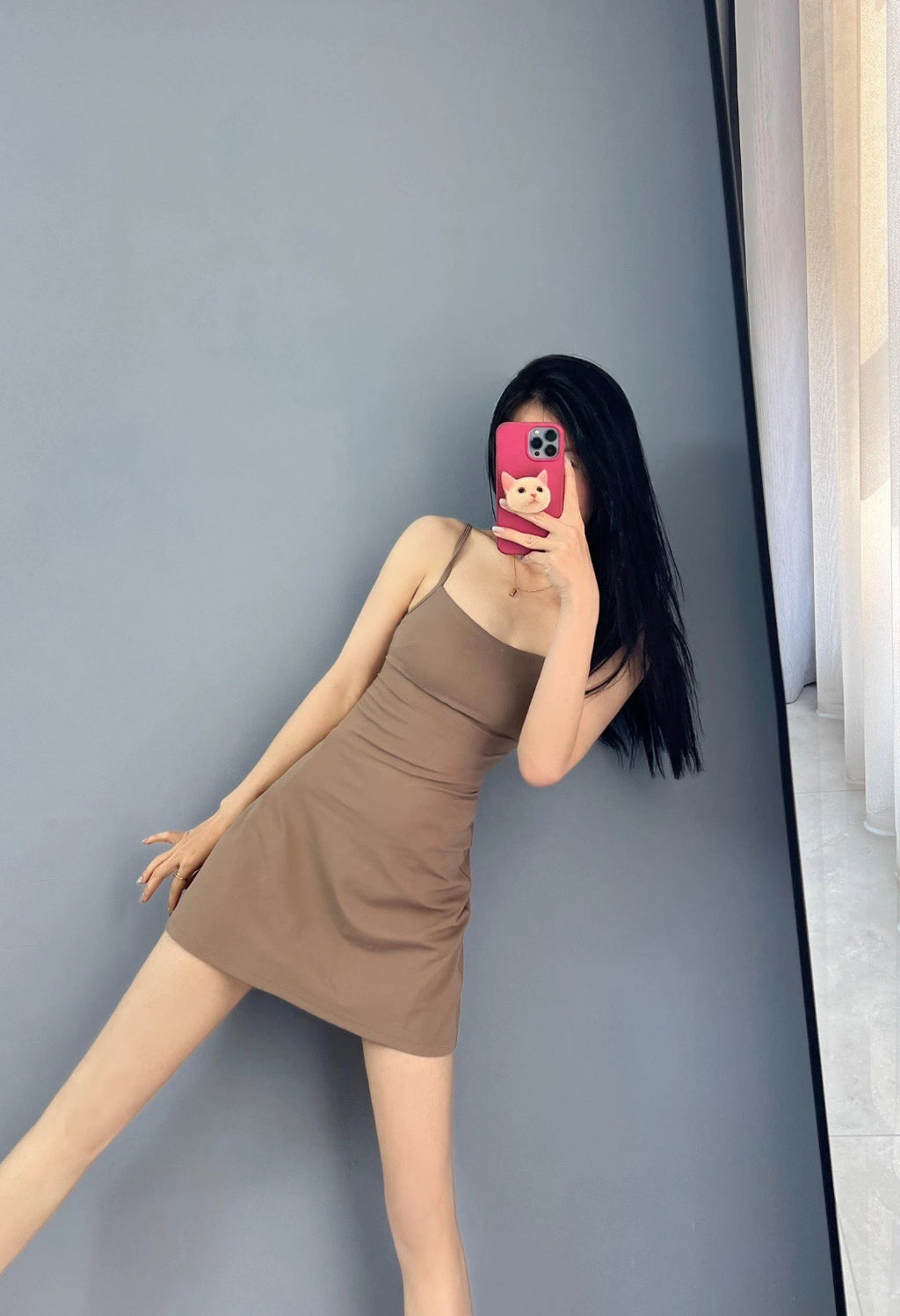 Aln Built-in Bra Active Mini Dress with Shorts & Pockets | Buttery Soft Nulu-Feel Tennis Dress Tummy Control Sculpting Athleisure Dress