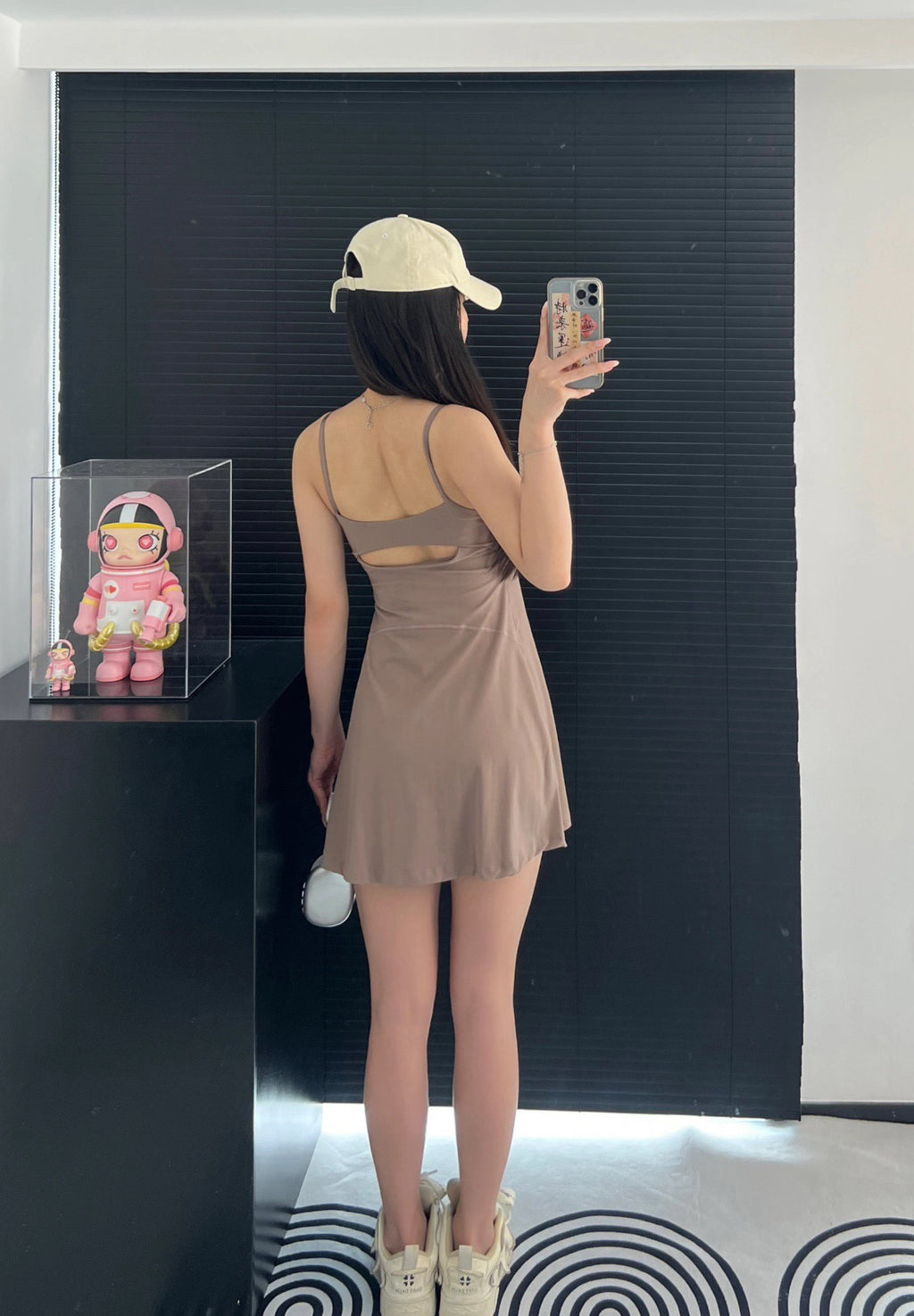 Aln Built-in Bra Active Mini Dress with Shorts & Pockets | Buttery Soft Nulu-Feel Tennis Dress Tummy Control Sculpting Athleisure Dress