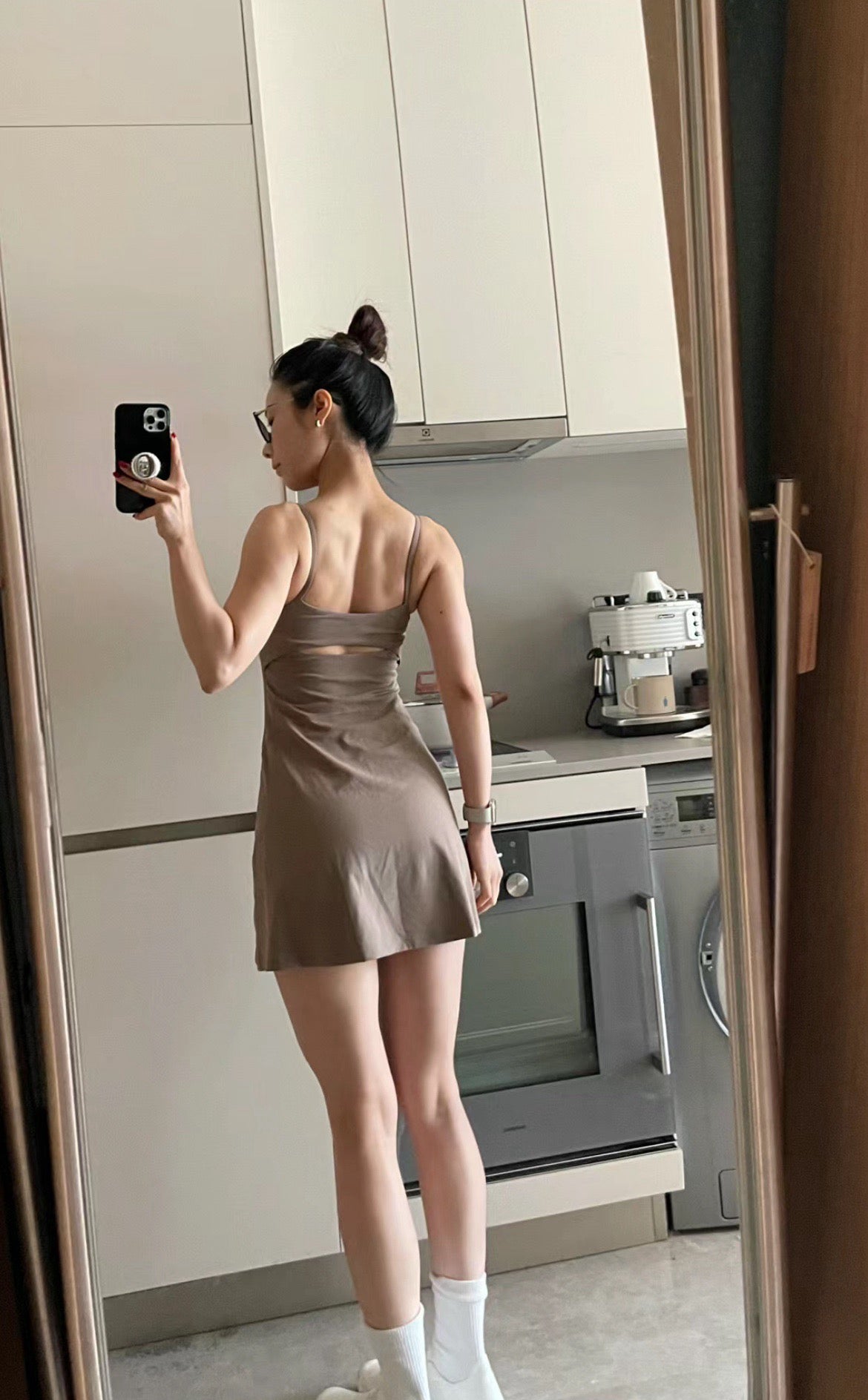 Aln Built-in Bra Active Mini Dress with Shorts & Pockets | Buttery Soft Nulu-Feel Tennis Dress Tummy Control Sculpting Athleisure Dress