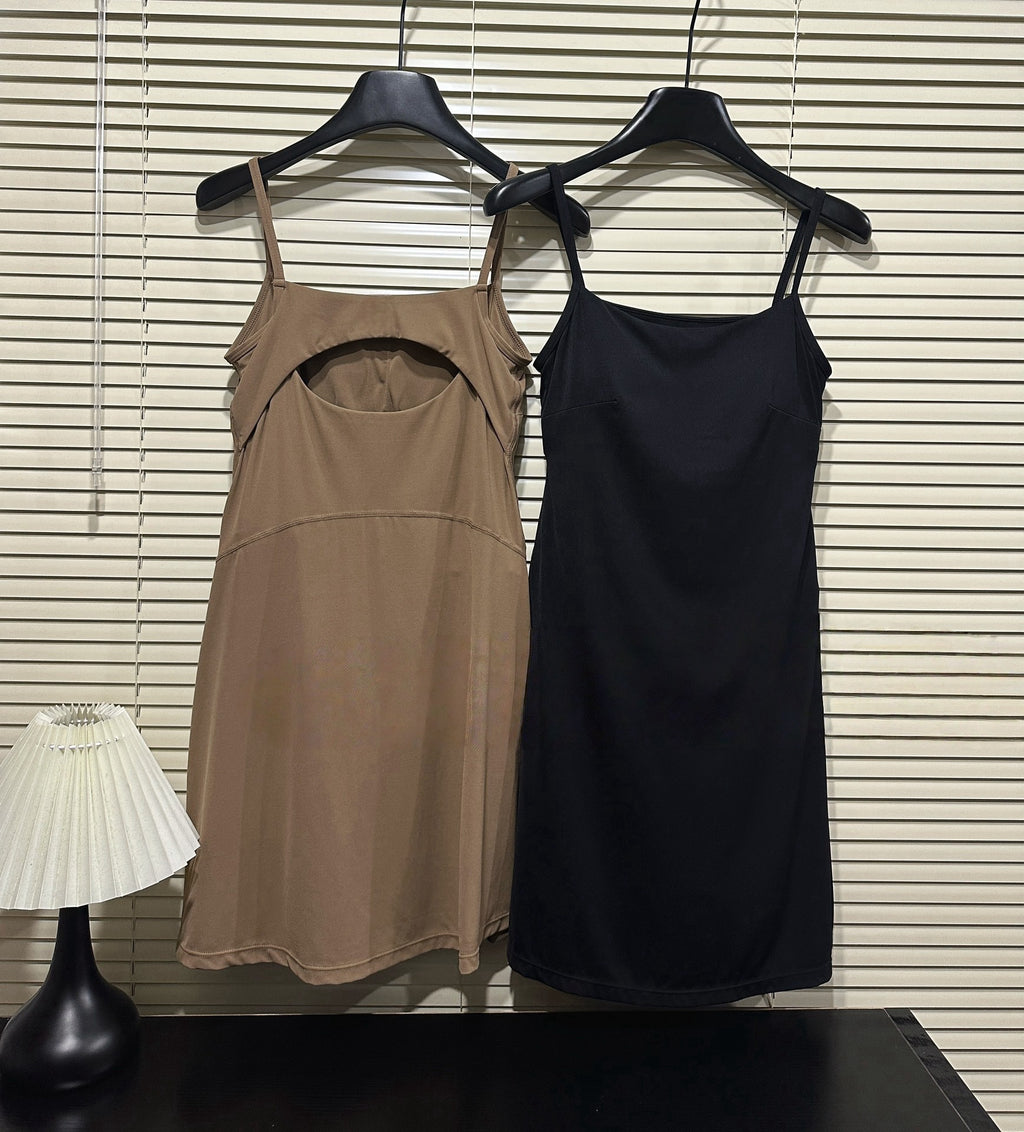 Aln Built-in Bra Active Mini Dress with Shorts & Pockets | Buttery Soft Nulu-Feel Tennis Dress Tummy Control Sculpting Athleisure Dress