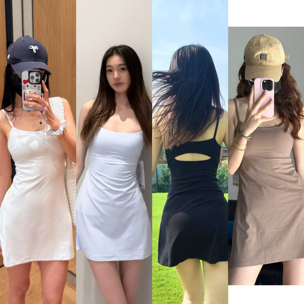 Aln Built-in Bra Active Mini Dress with Shorts & Pockets | Buttery Soft Nulu-Feel Tennis Dress Tummy Control Sculpting Athleisure Dress