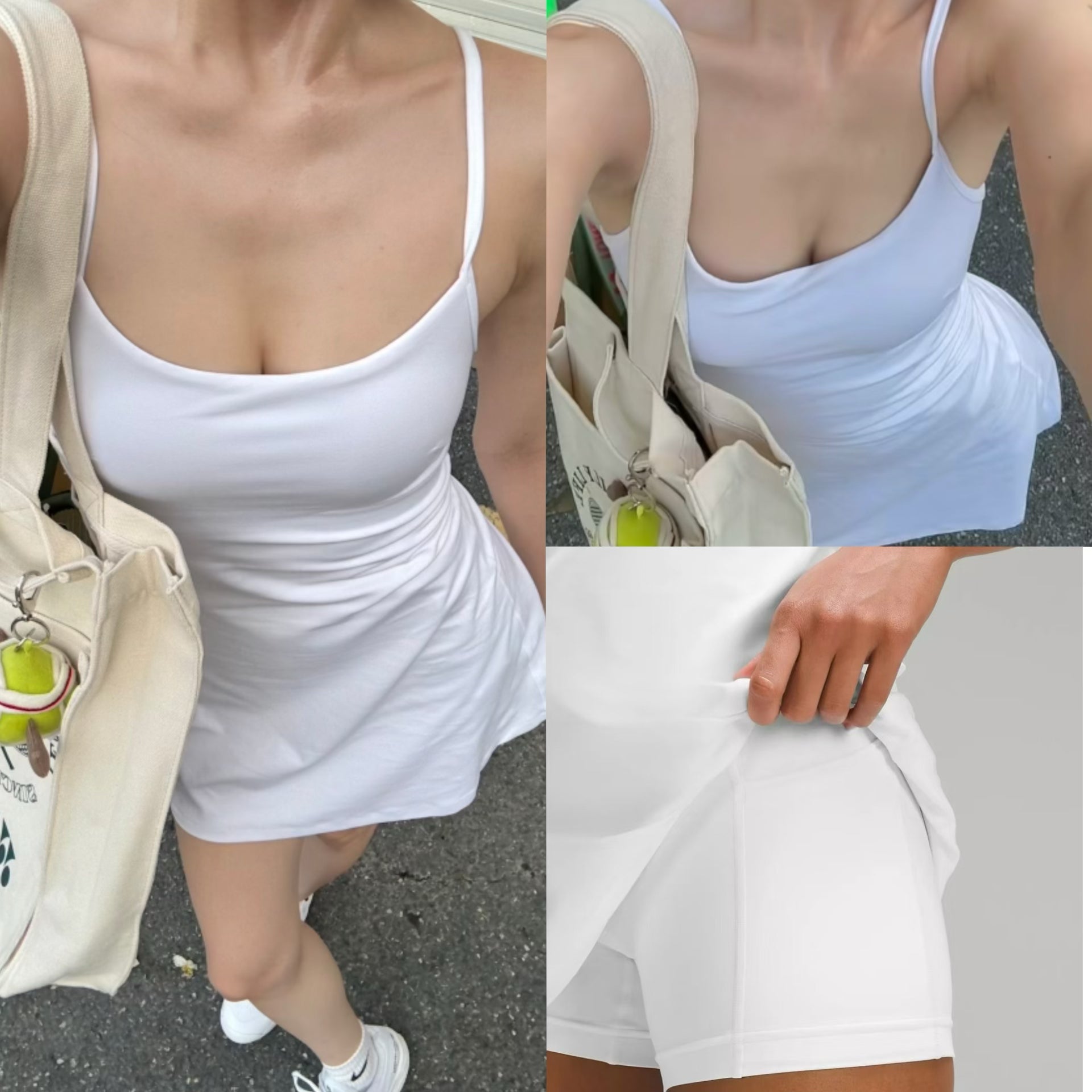 Aln Built-in Bra Active Mini Dress with Shorts & Pockets | Buttery Soft Nulu-Feel Tennis Dress Tummy Control Sculpting Athleisure Dress