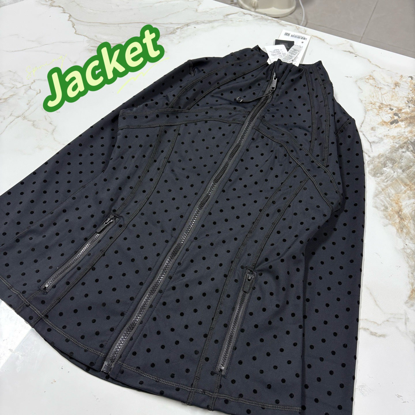 Women's Fitted Yoga Jacket Leggings Tank Top Flared Pants Skirt  Hooded JacketBlack Polka Dot Stretchy Breathable Activewear