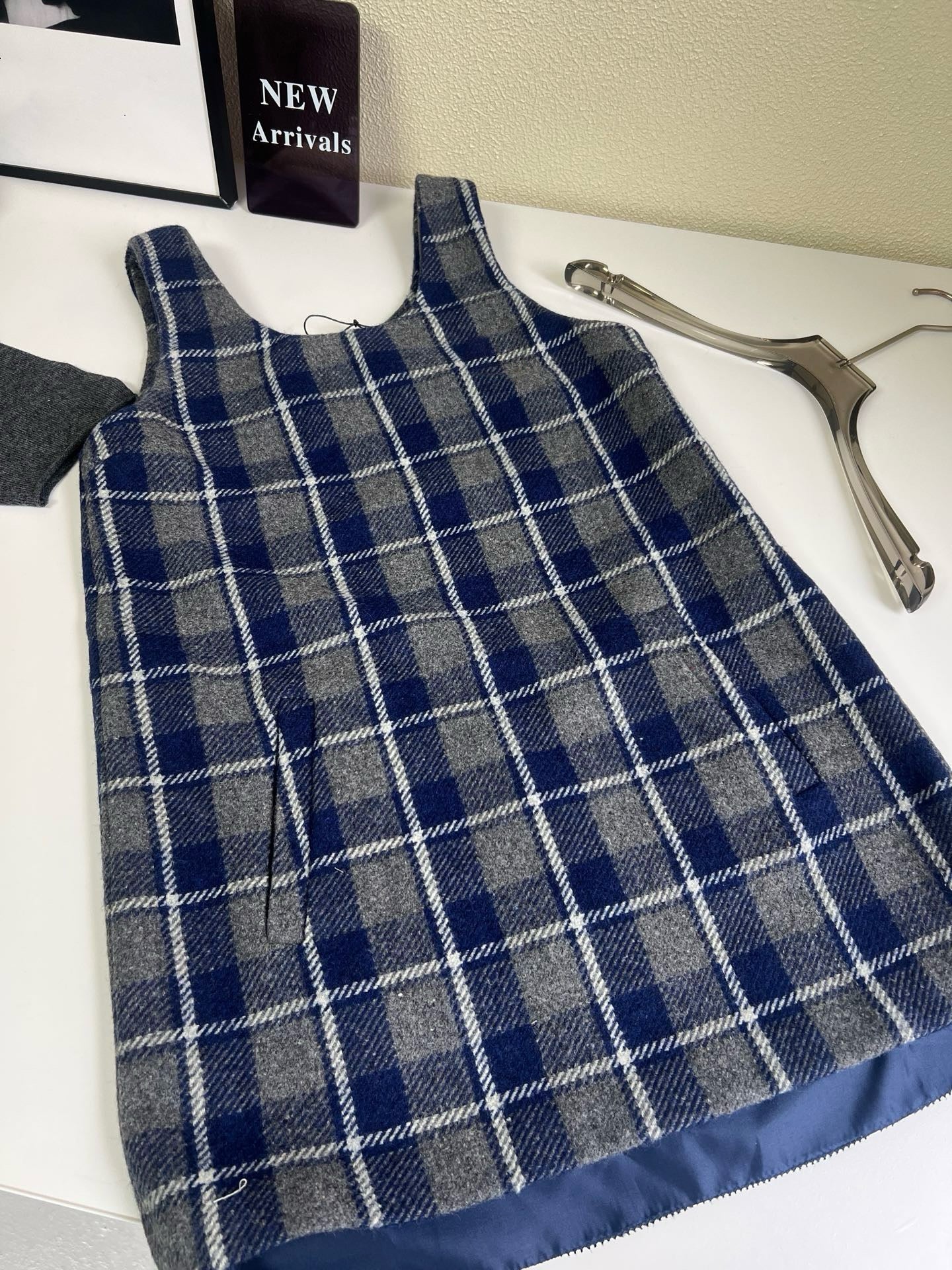 Wool Plaid Pinafore Dress, Collared Knit Polo Shirt & Tartan Mini Skirt Set - Preppy Style Woolen 3-Piece Collection