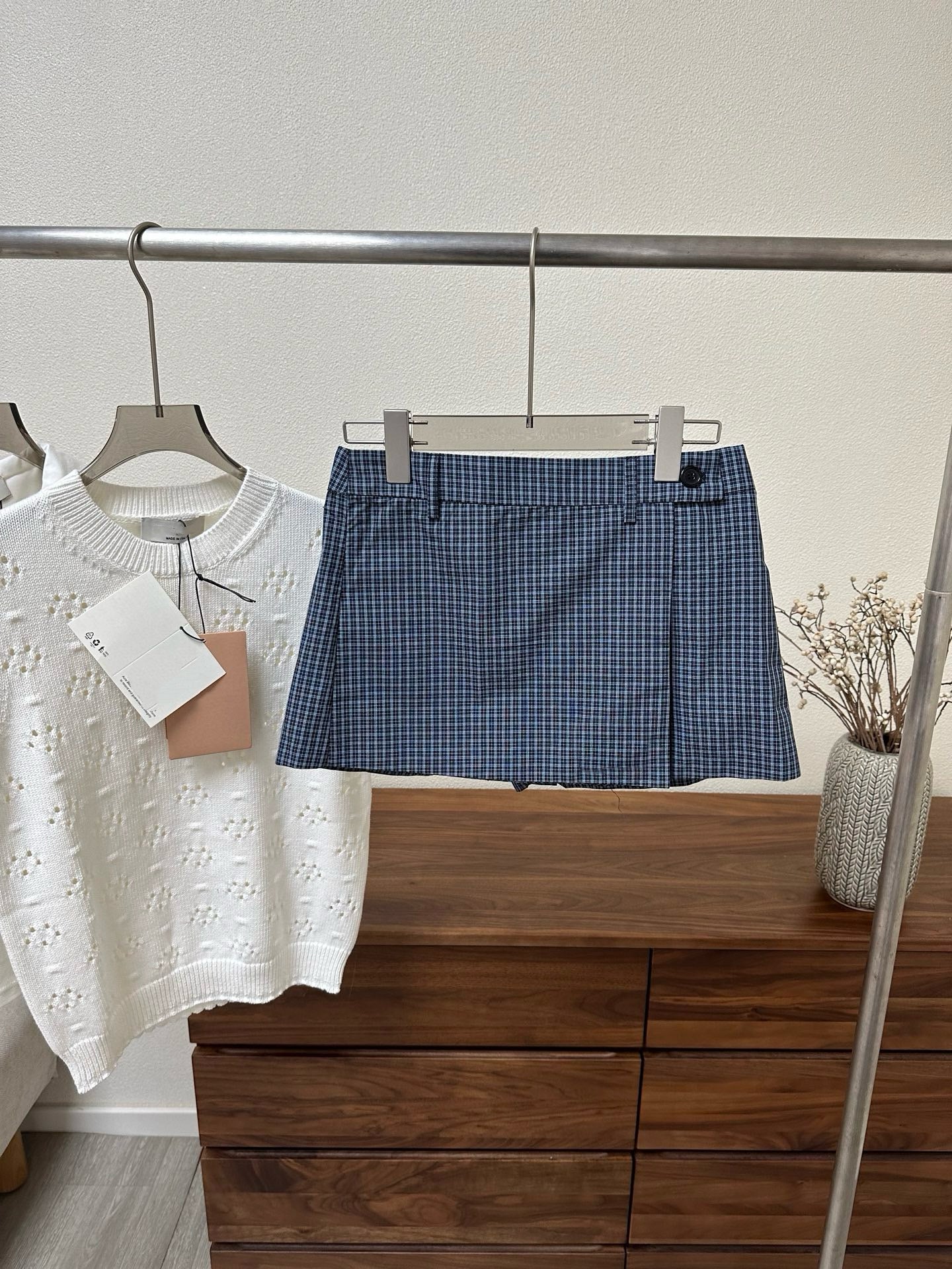 Summer Capsule Collection: Peter Pan Collar Polo, Pointelle Knit Tee & Vintage Plaid Skort - French Chic Preppy Set - Mix & Match Retro Summer Outfits