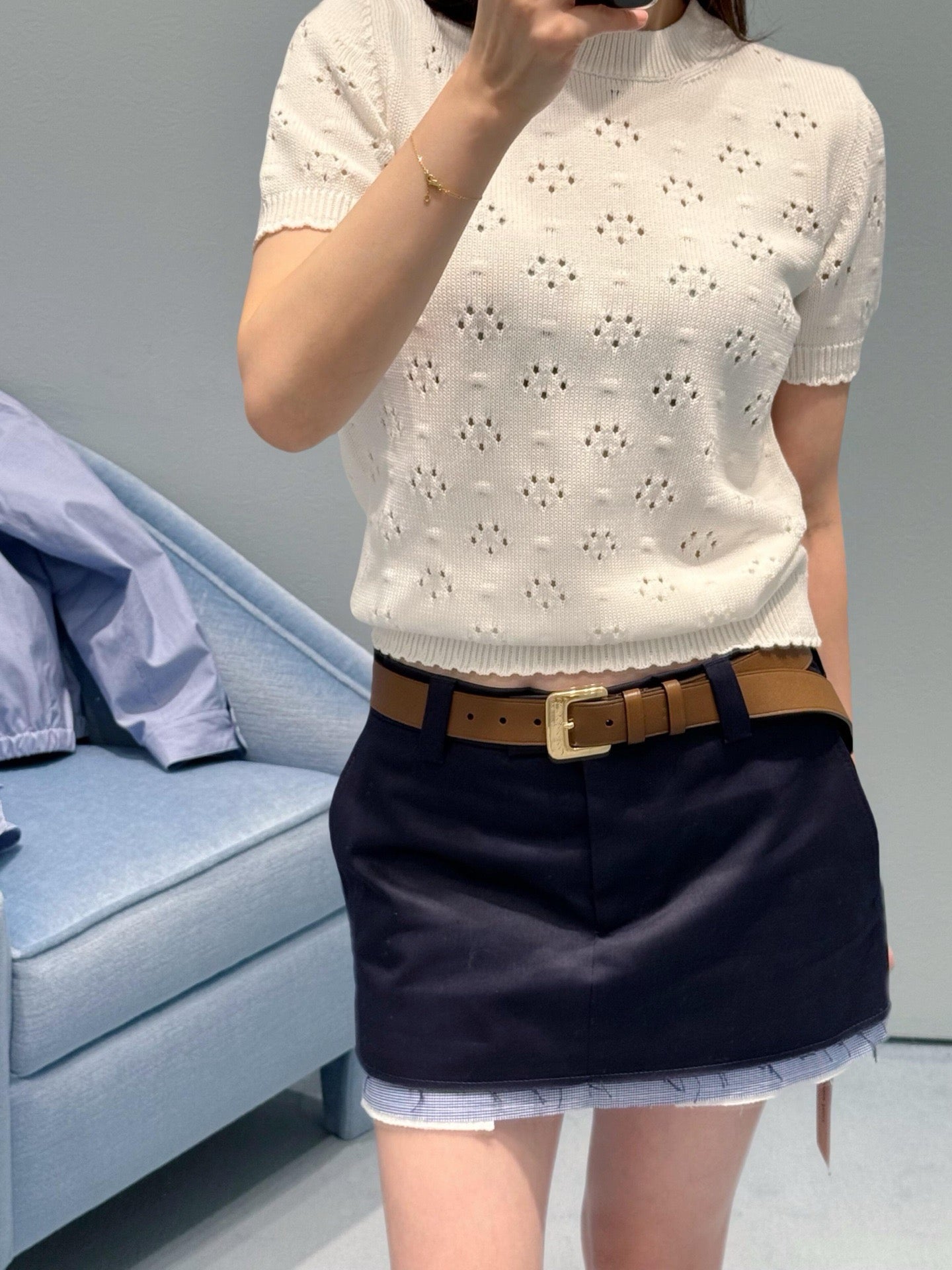 Summer Capsule Collection: Peter Pan Collar Polo, Pointelle Knit Tee & Vintage Plaid Skort - French Chic Preppy Set - Mix & Match Retro Summer Outfits