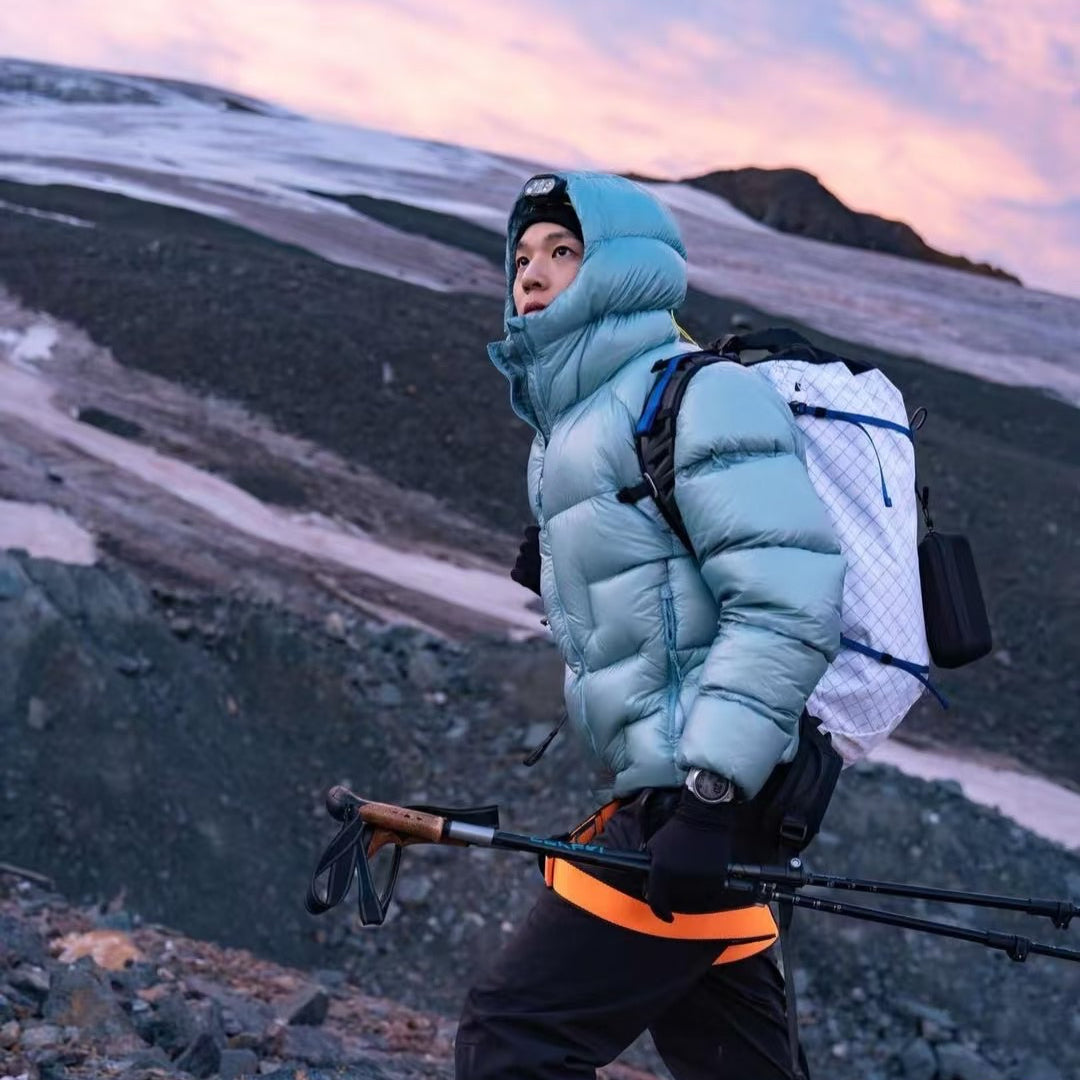 Hooded 1000 Fill Power Water-Repellent Goose Down Lightweight Insulated Outdoor Jacket for Men and Women Unisex Warm  Water-proof with Pocket 1000FP