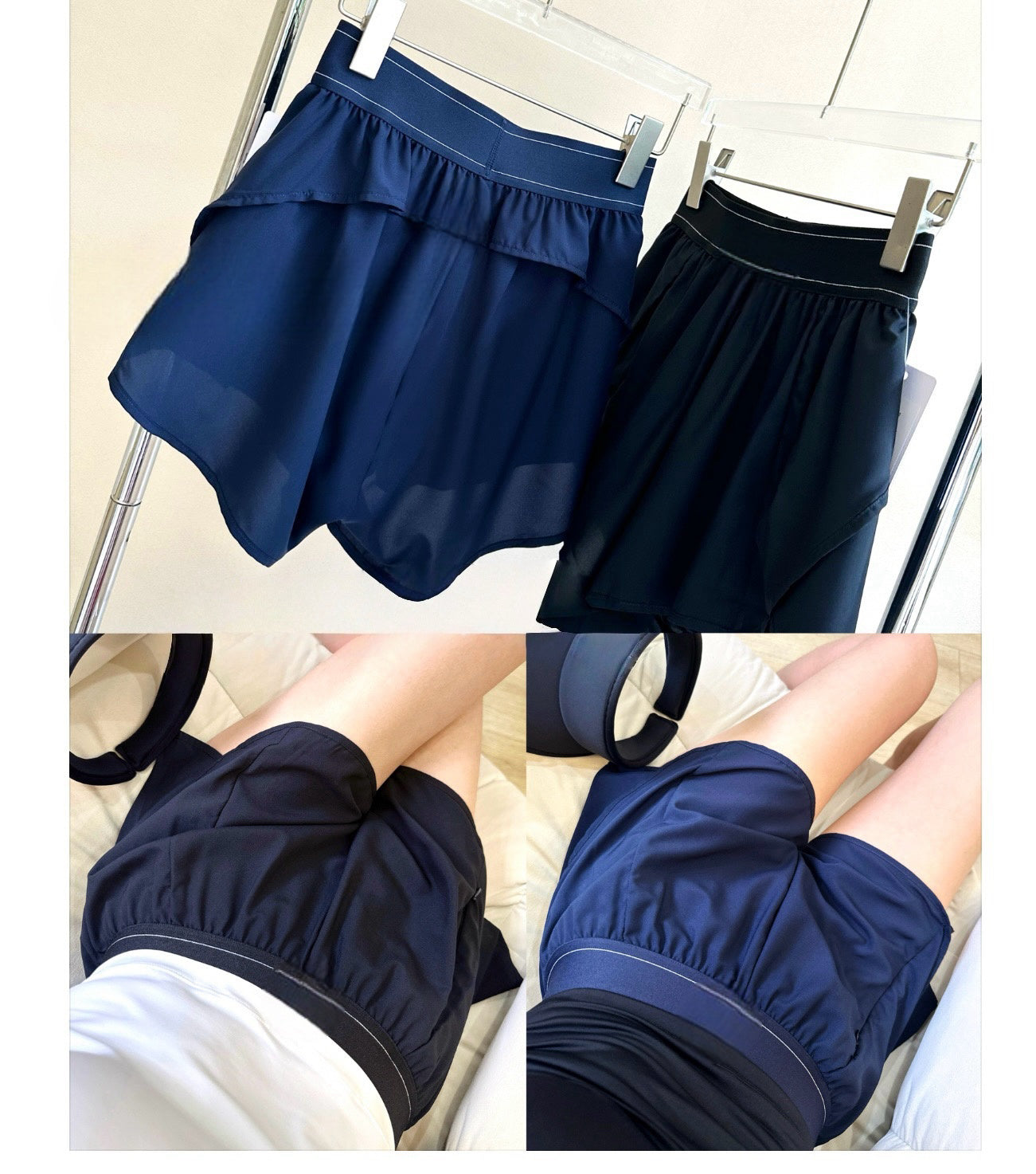 Quick-Dry Breathable Lined Shorts High Waist Webbing Yoga Fitness Running Anti-Exposure Women