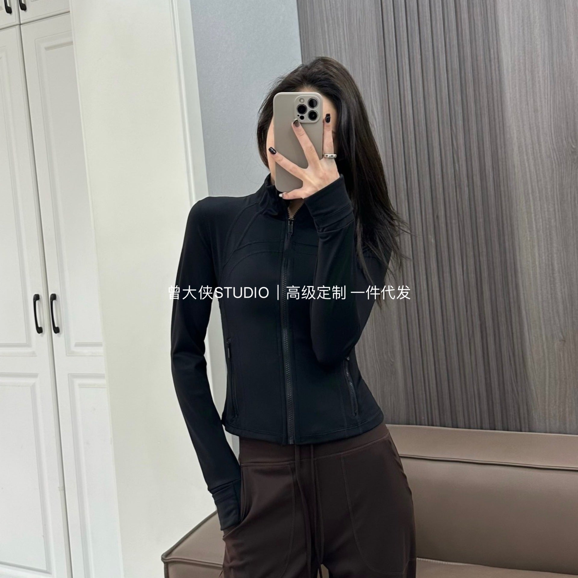 *Define Canada Short Style Cropped Yoga Sports Jacket Women's Slim Stand Collar Fitness Jacket Spring Women